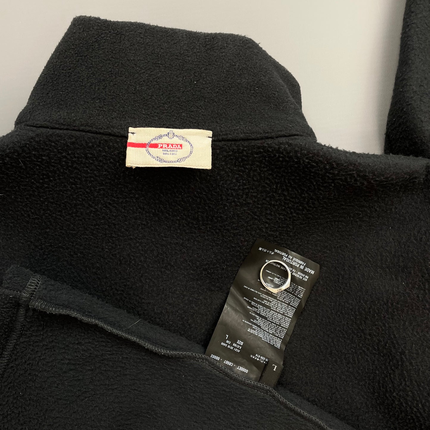 Prada Sport Charcoal Grey 2010 Nylon Panel Zip-Through Fleece Jacket