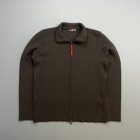 Prada Sport Khaki 00s Wool Knit Zip-Through Cardigan Jacket