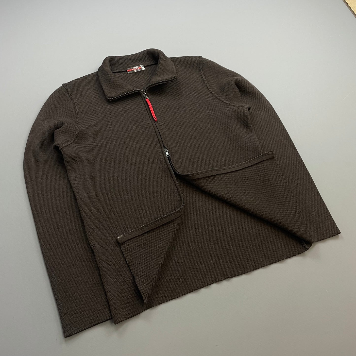 Prada Sport Khaki 00s Wool Knit Zip-Through Cardigan Jacket