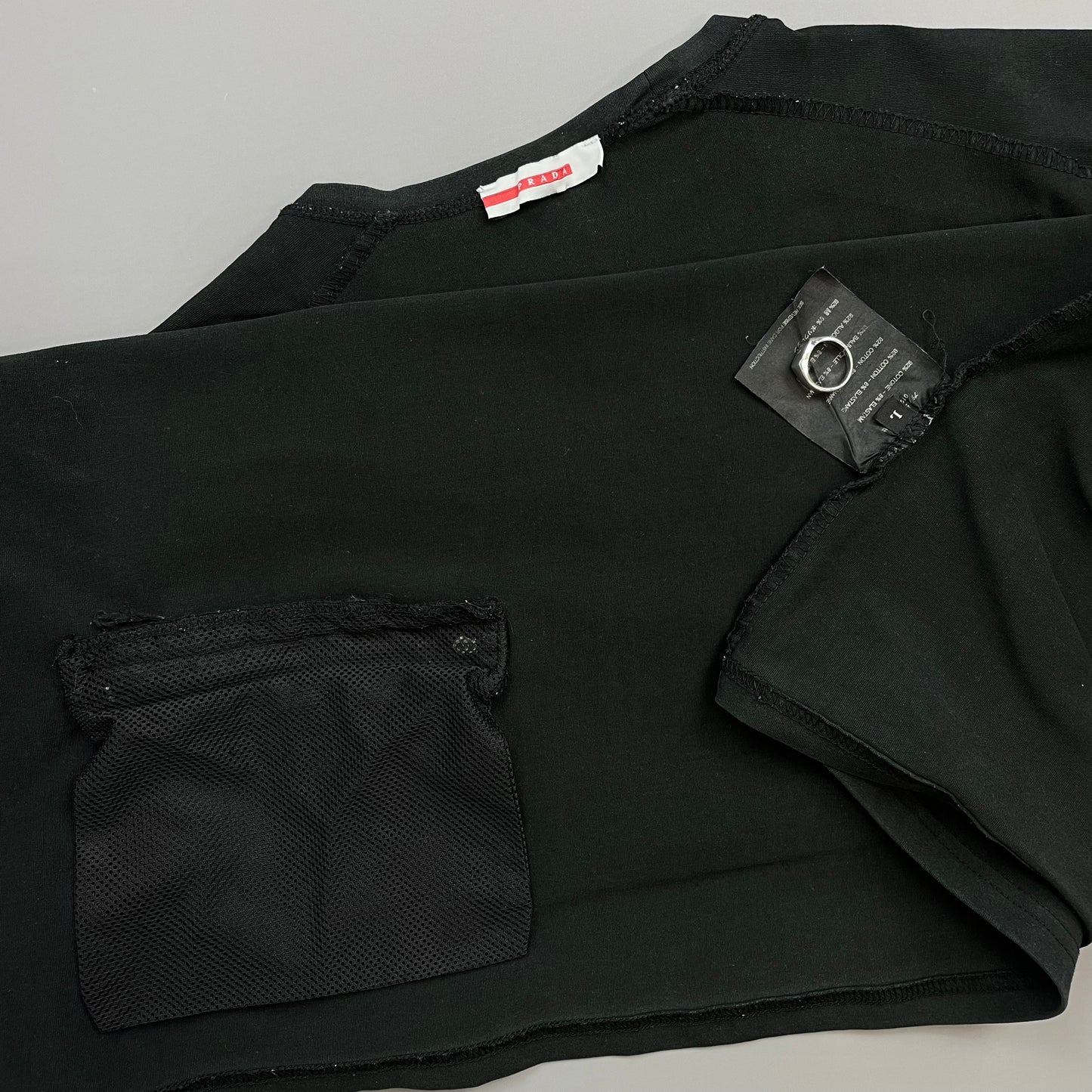 Prada Sport Black 00s Long Sleeve Rear Pocket Elastane T-Shirt