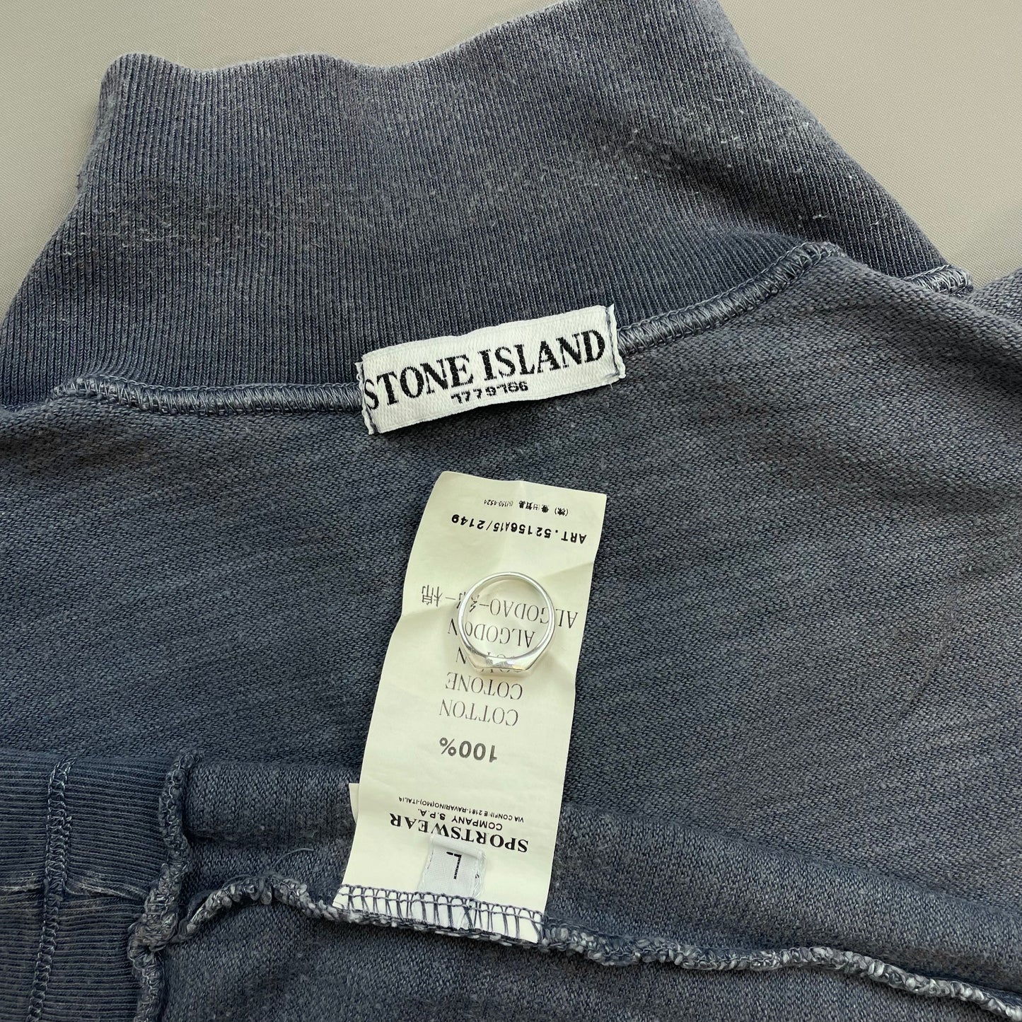 Stone Island Blue SS10 Half-Zip & Button Cotton Knit Jumper