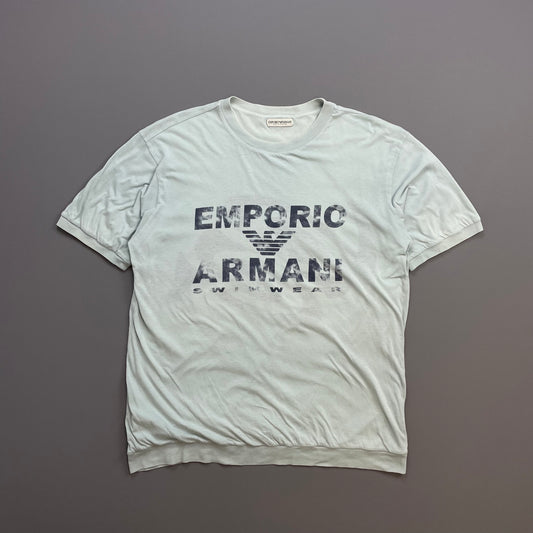 Emporio Armani Swimwear Blue 90s Double Layered Graphic Spellout Tee