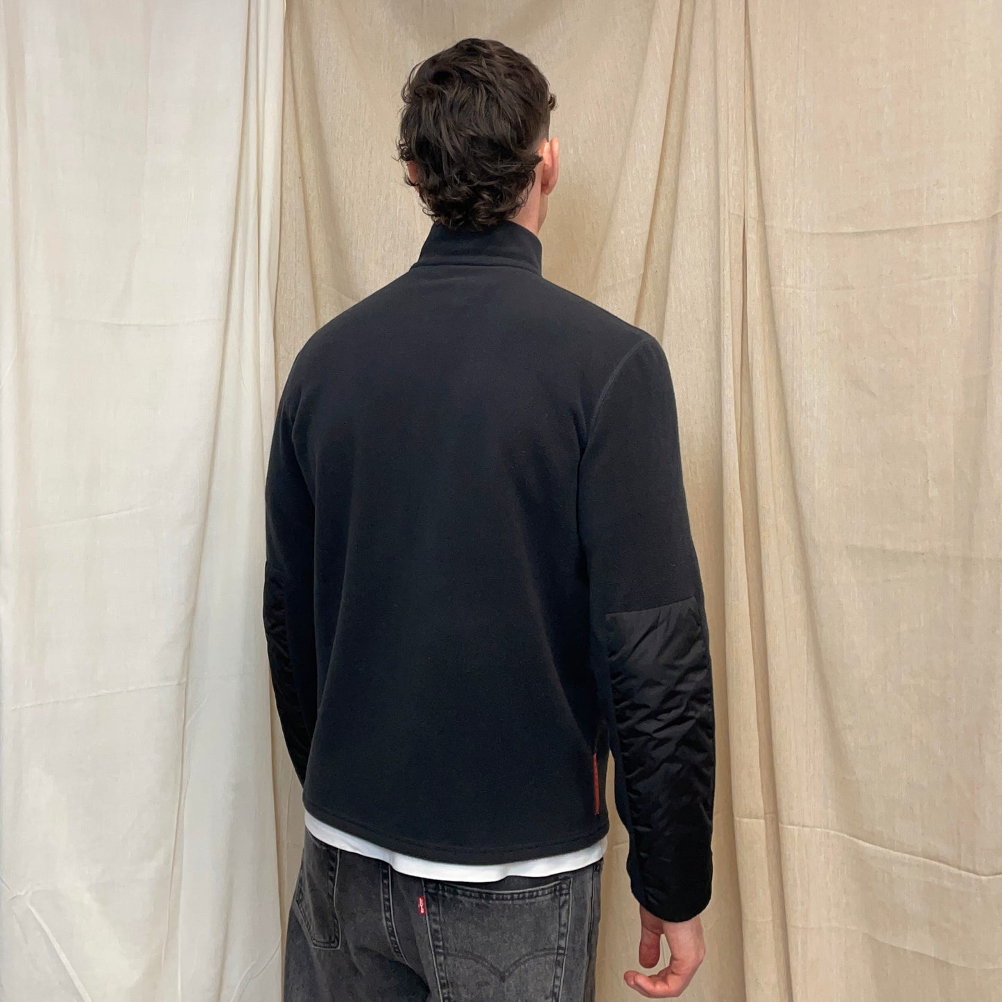 Prada Sport Charcoal Grey 2010 Nylon Panel Zip-Through Fleece Jacket