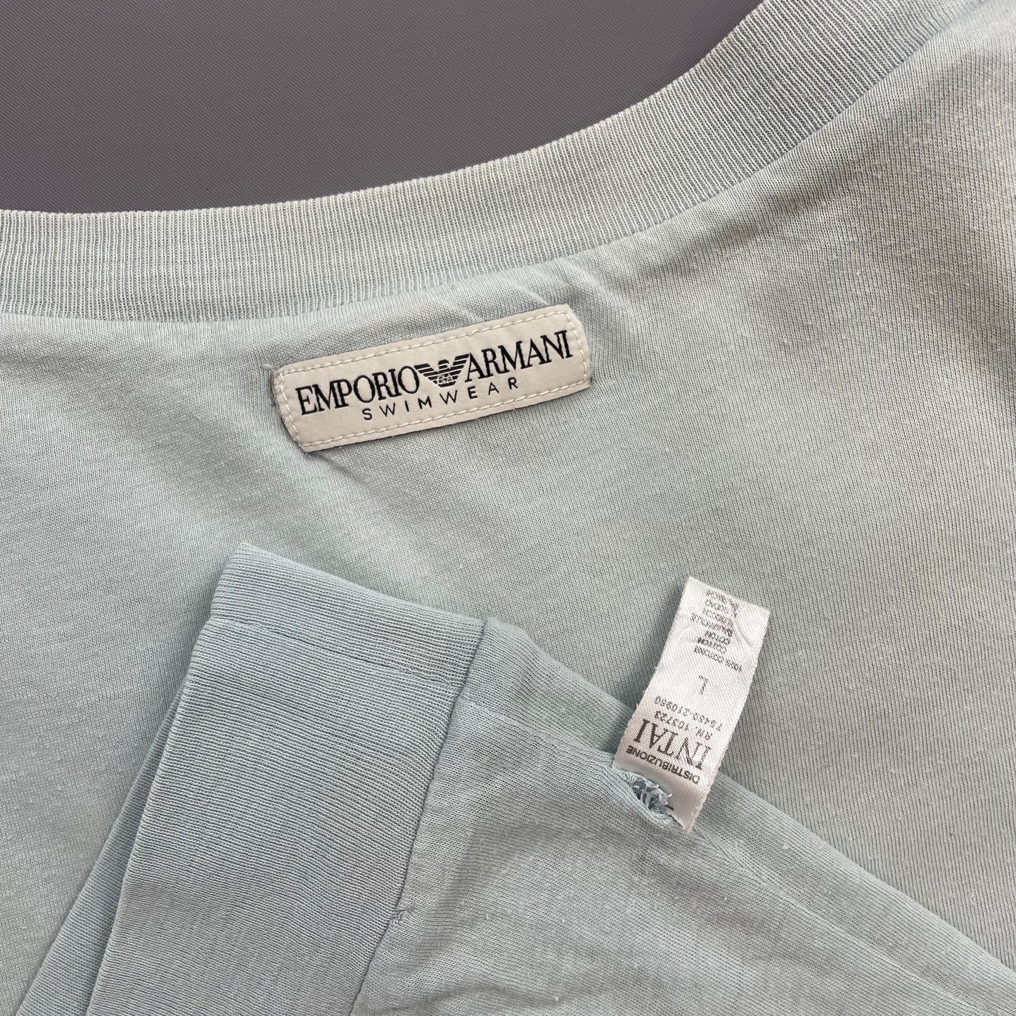 Emporio Armani Swimwear Blue 90s Double Layered Graphic Spellout Tee