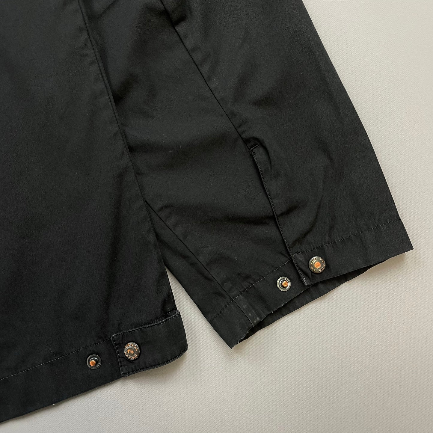 Prada Sport Black 00s Lightweight Adjustable Sleeve Cotton Harrington Jacket