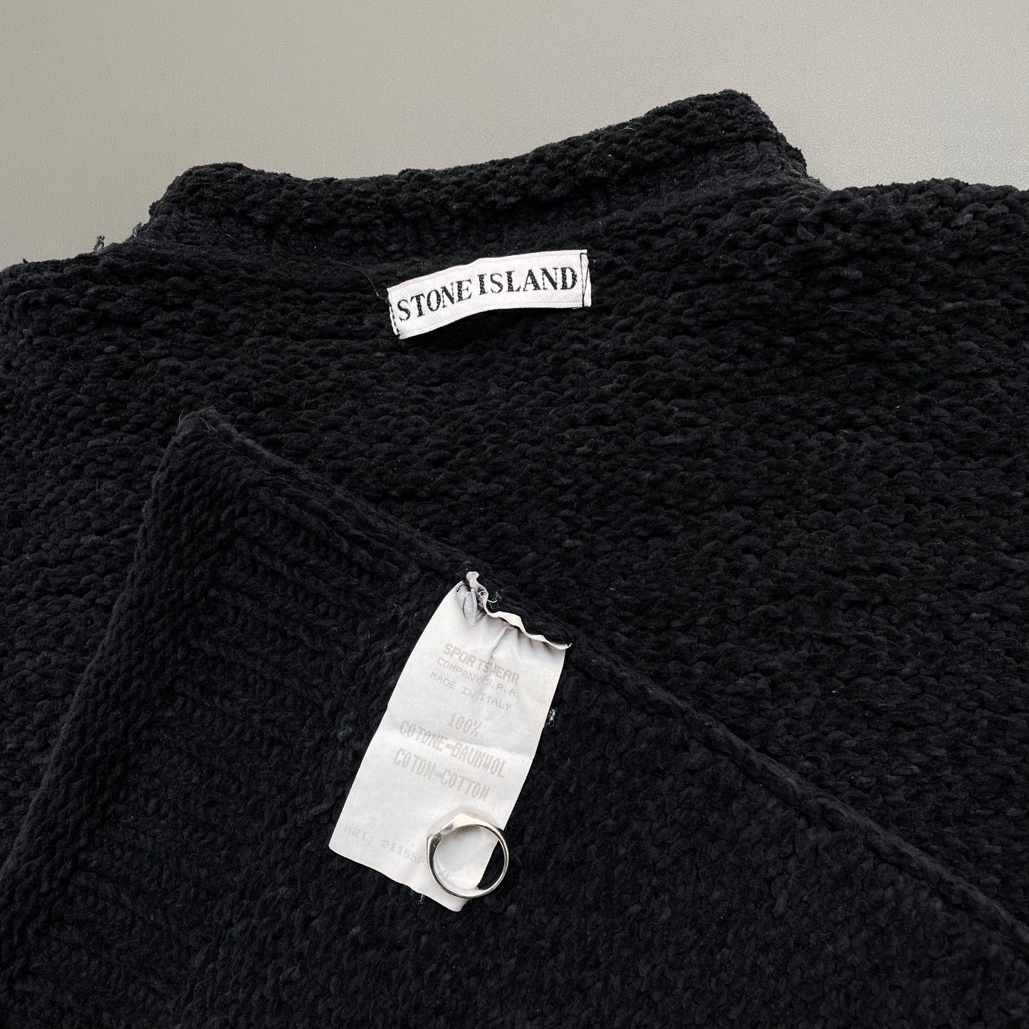 Stone Island Black AW94 Heavyweight Chenille Knit Jumper