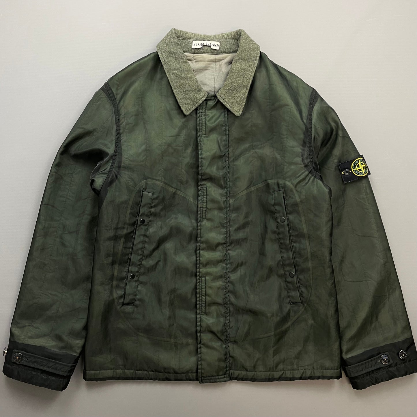 Stone Island Green AW03 Monofilament Dual-Layer Collared Jacket