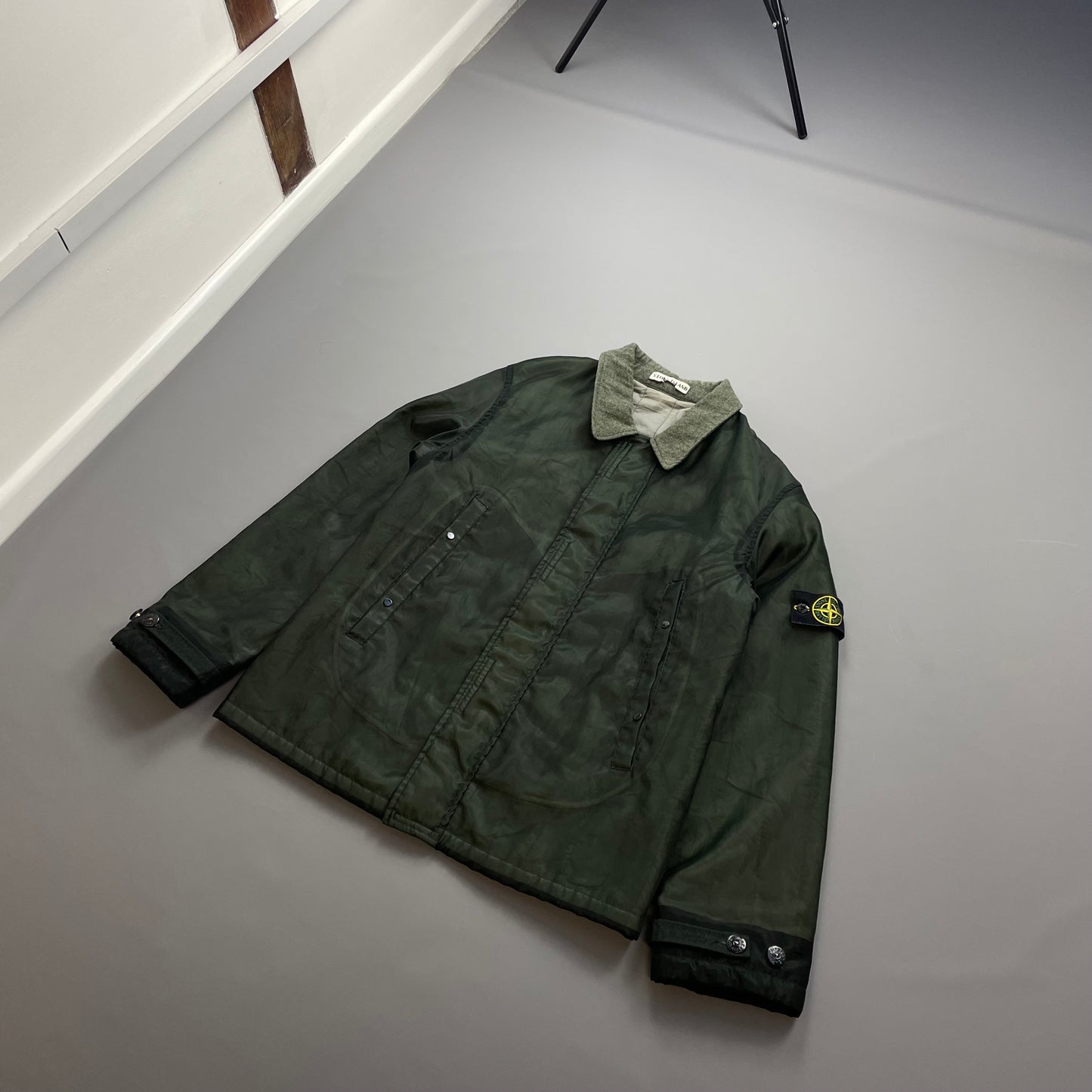 Stone Island Green AW03 Monofilament Dual-Layer Collared Jacket
