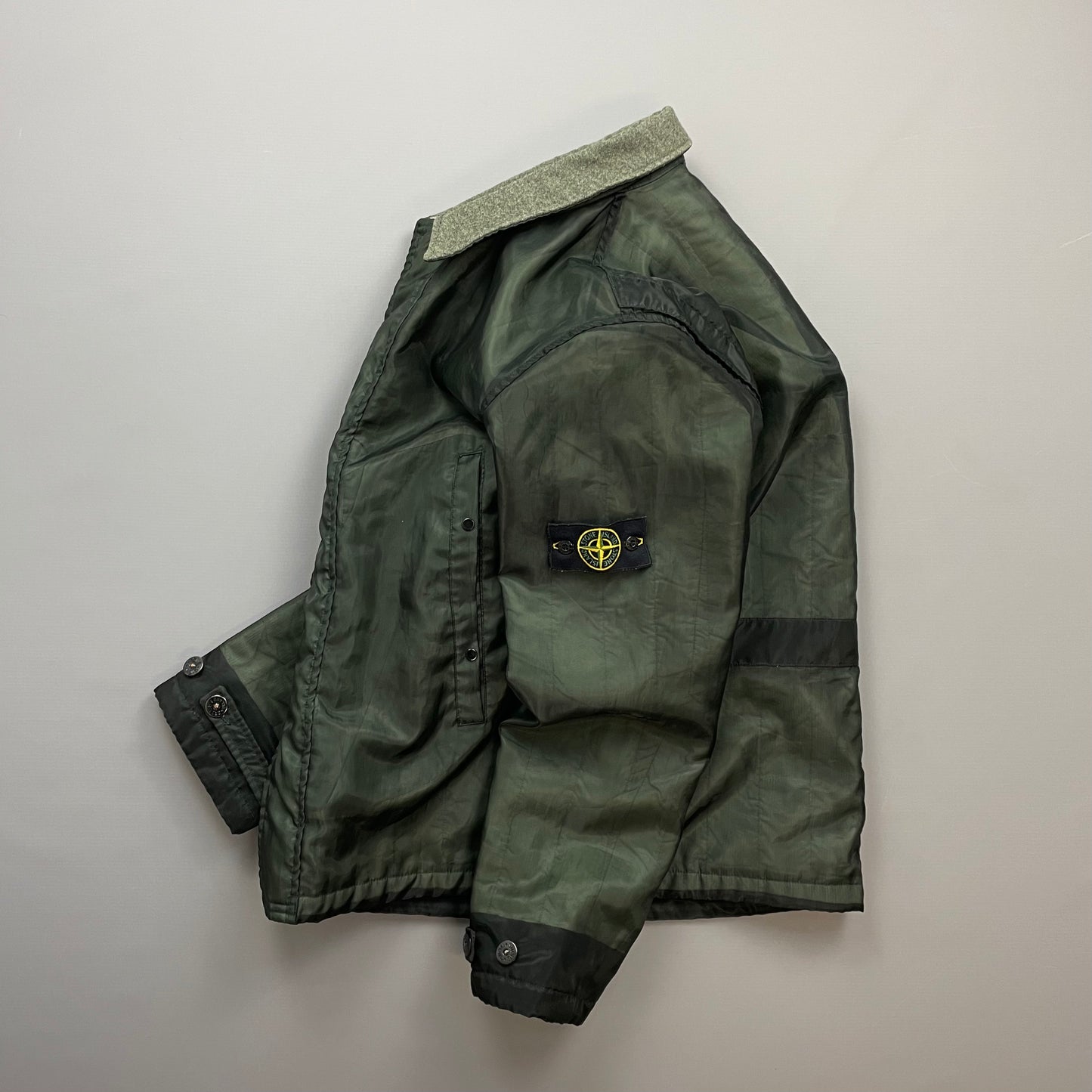 Stone Island Green AW03 Monofilament Dual-Layer Collared Jacket