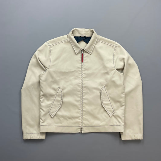 Prada Sport Beige Contrast Stitch Lightweight Harrington Jacket