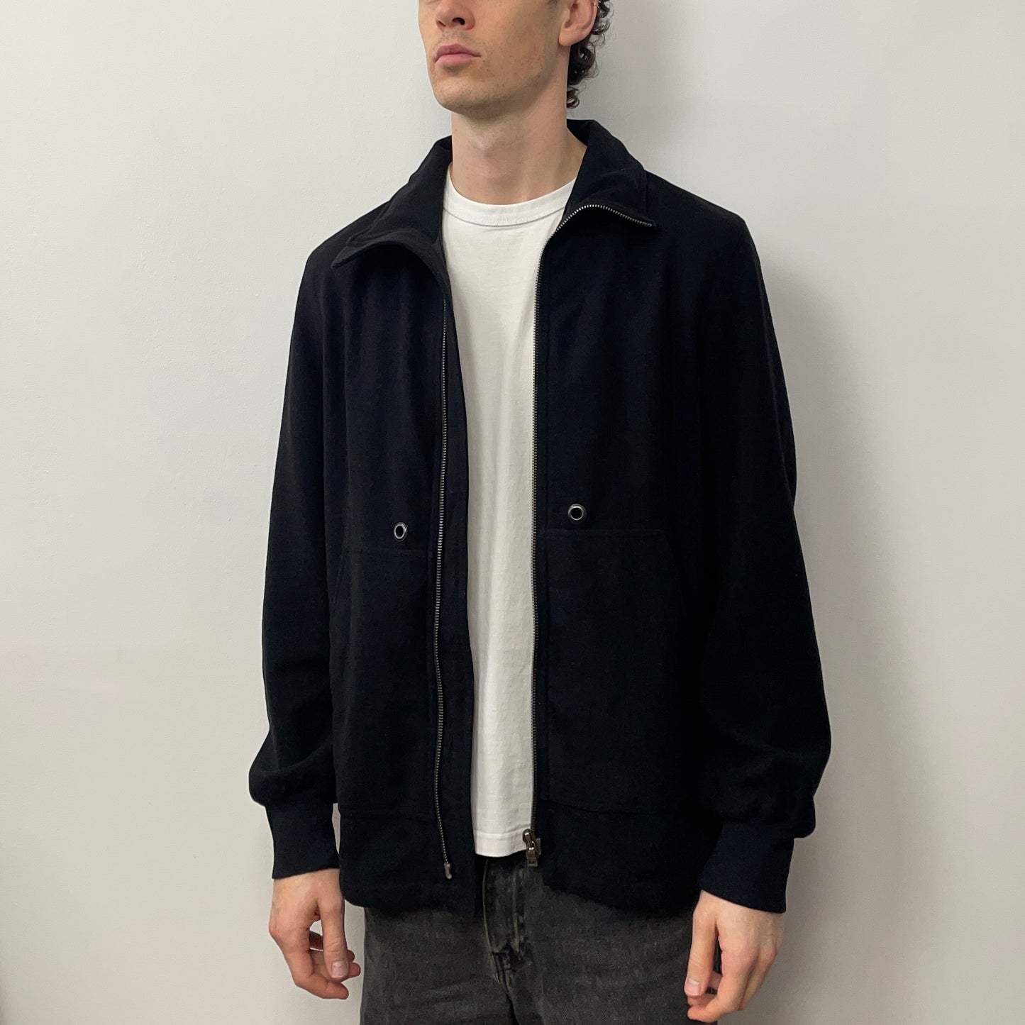 Prada Sport Black 00s Longline Nylon-Lined Wool Jacket