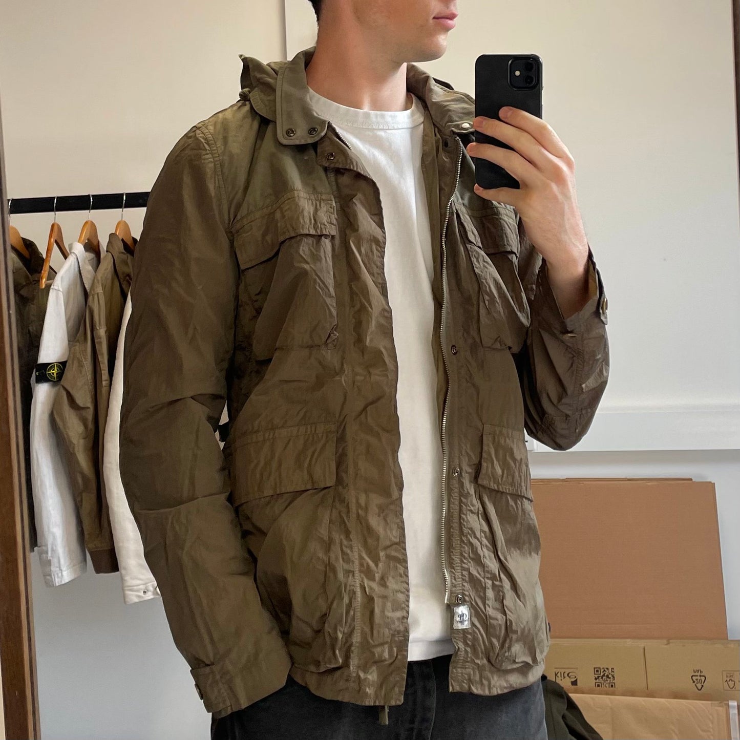 C.P. Company Brown Nylon Hooded Jacket