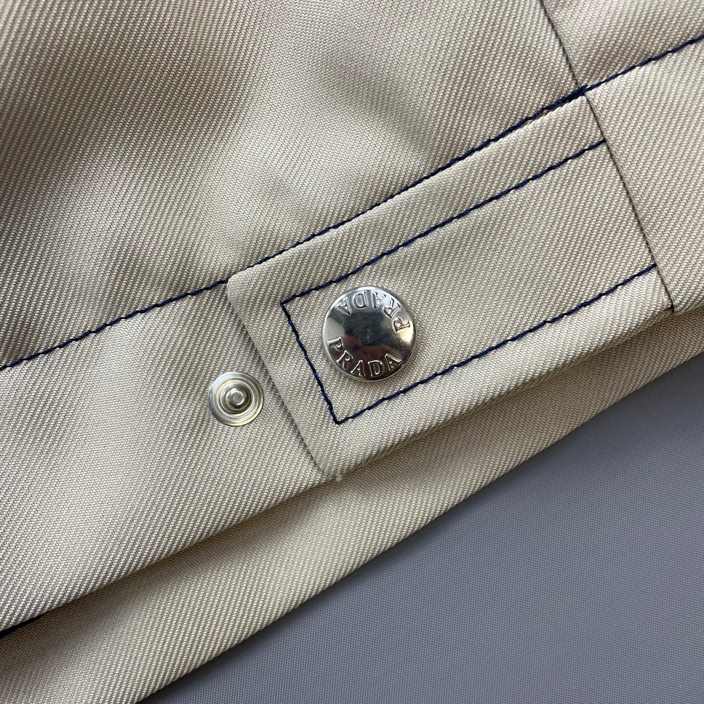Prada Sport Beige Contrast Stitch Lightweight Harrington Jacket