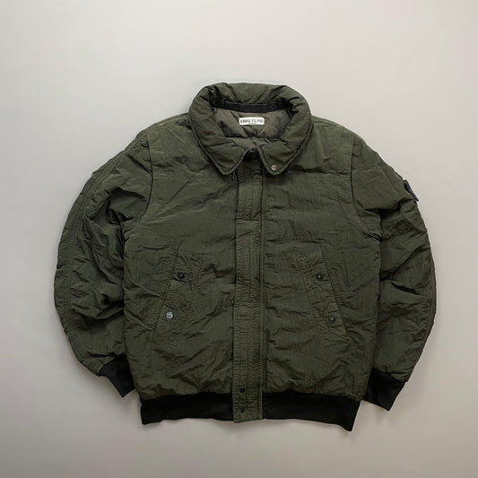Stone Island Green AW11 Nylon Sheen Concealed Hood Bomber Down Jacket