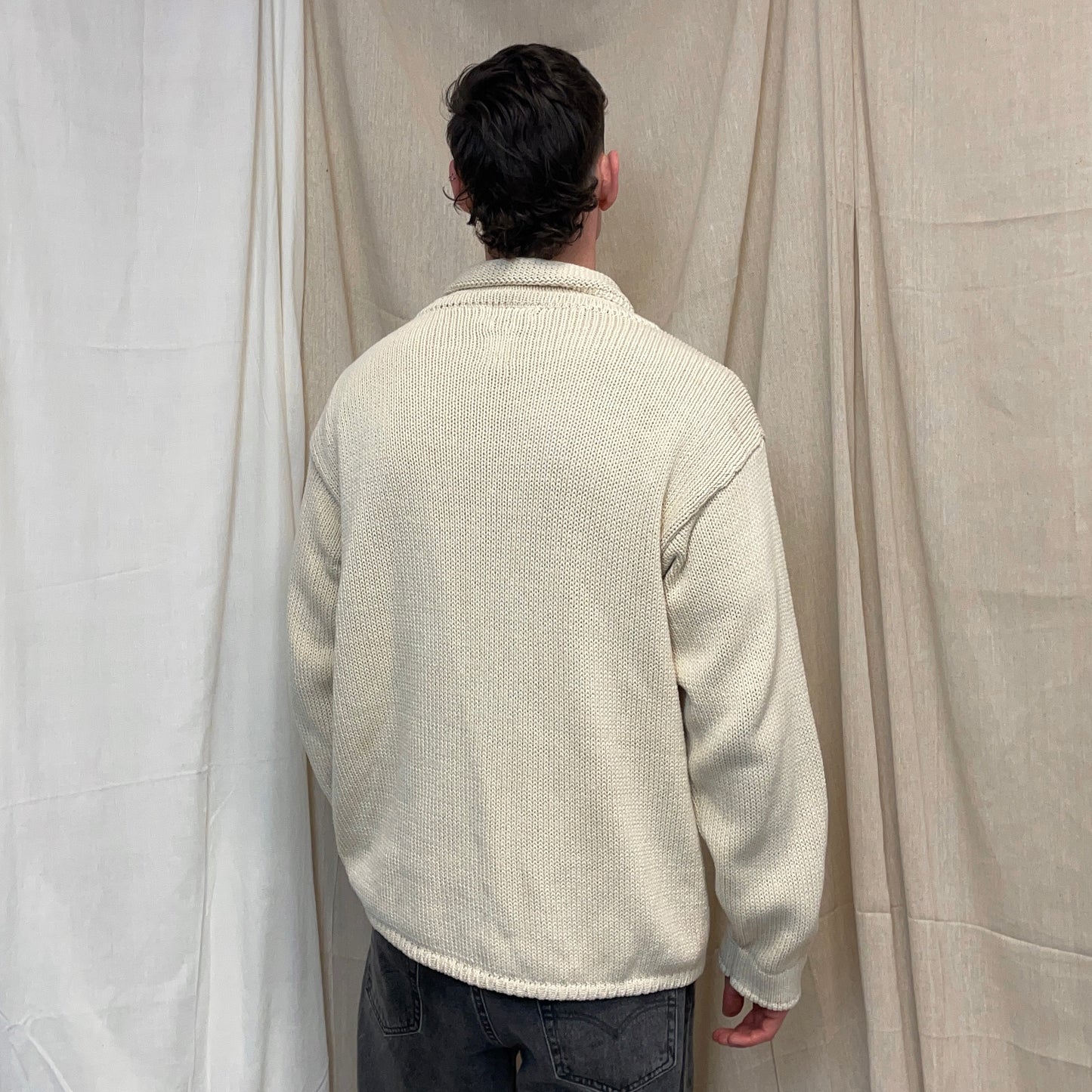 Stone Island Cream & Silver SS00 Knit Zip-Through Cardigan Jacket