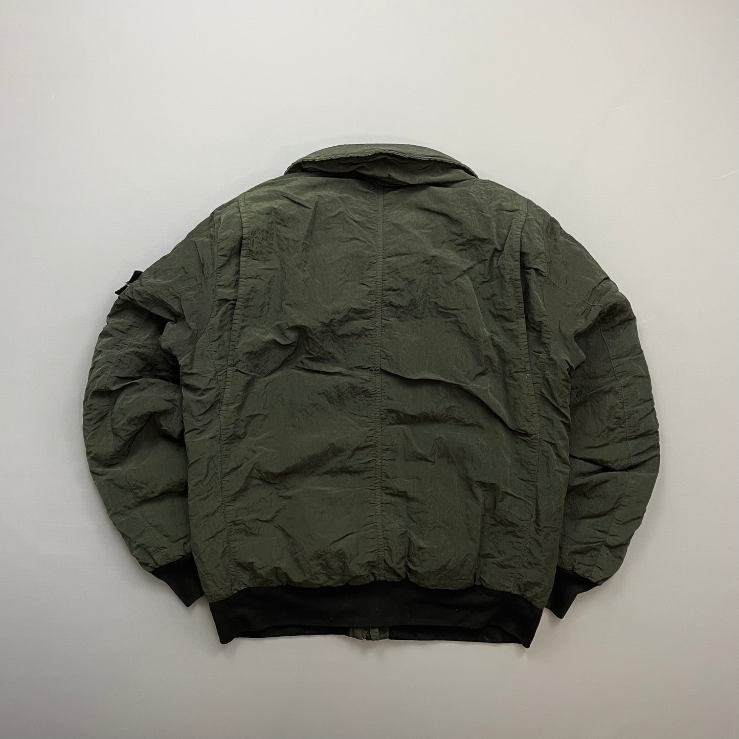 Stone Island Green AW11 Nylon Sheen Concealed Hood Bomber Down Jacket
