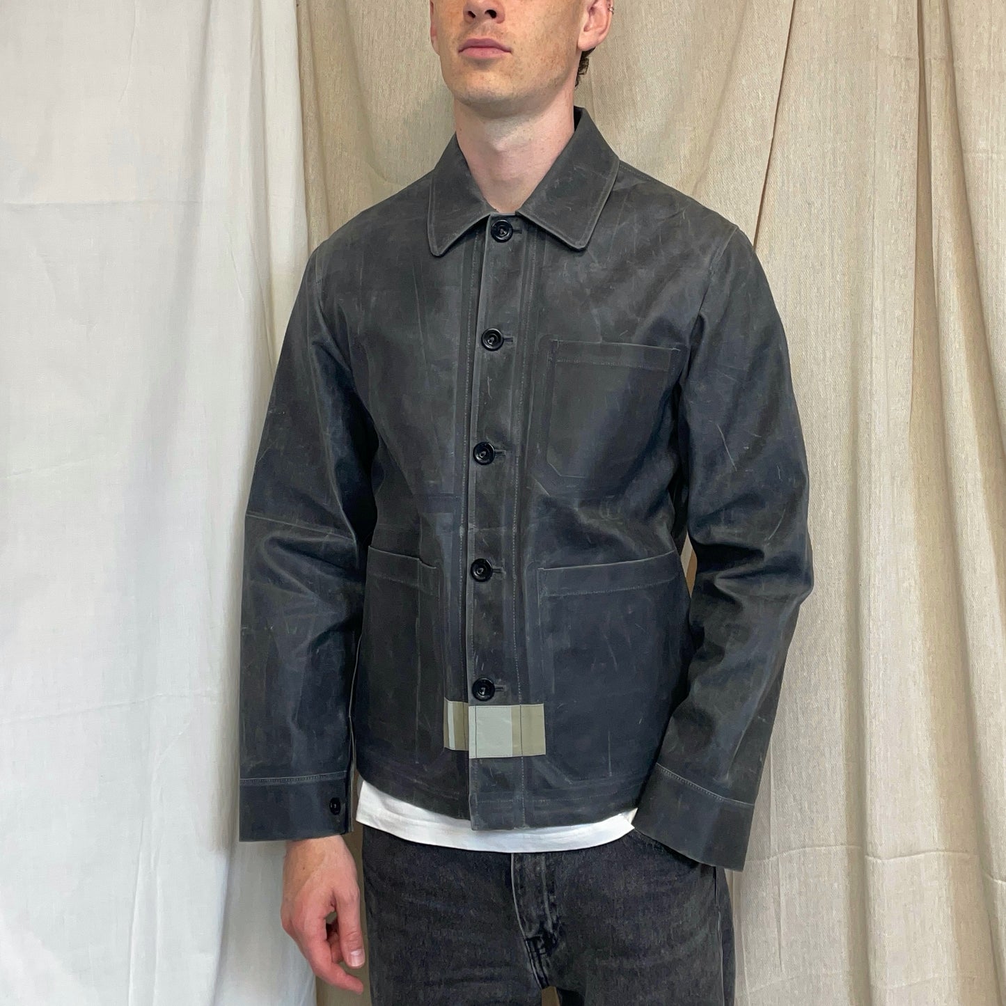 C.P. Company Grey AW24 Toob Resin Coated Wool/Nylon Spellout 3M Jacket