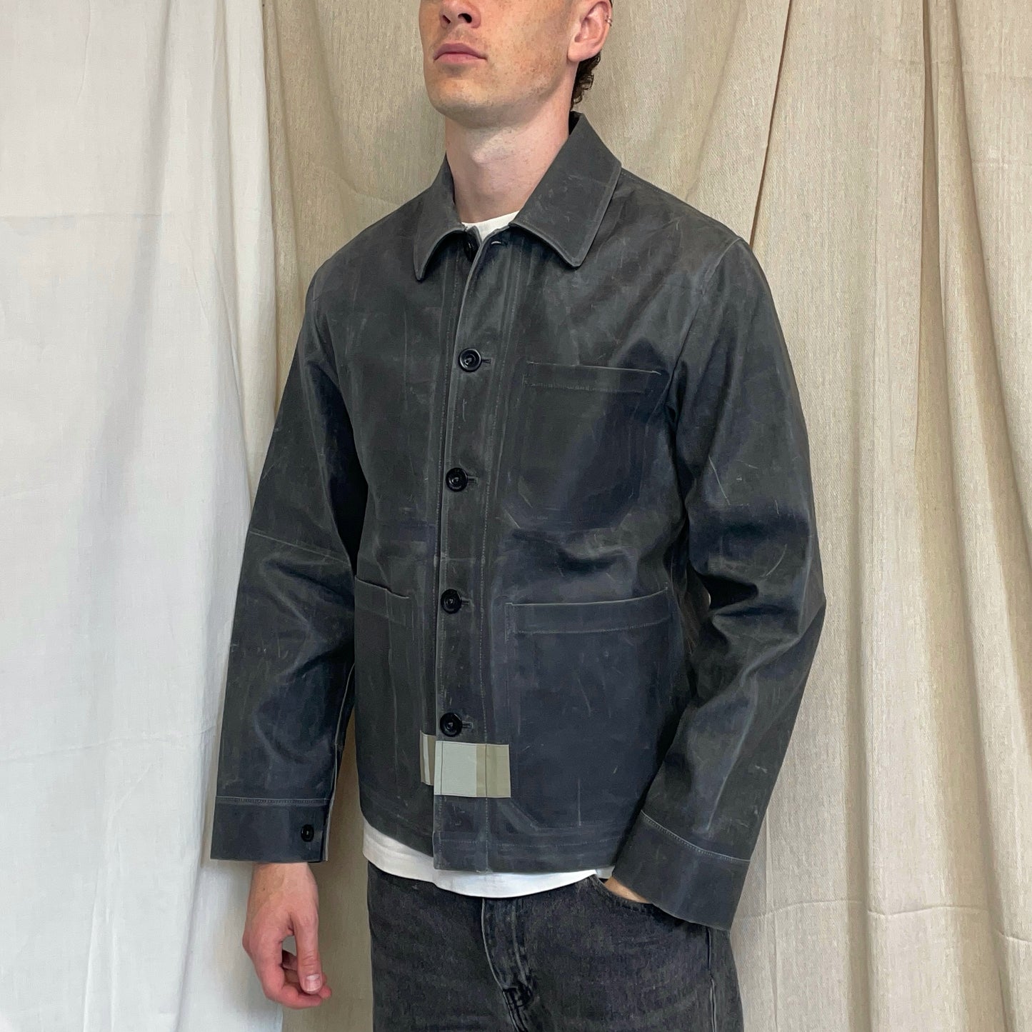 C.P. Company Grey AW24 Toob Resin Coated Wool/Nylon Spellout 3M Jacket
