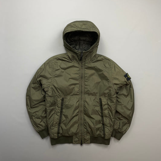 Stone Island Khaki AW23 Garment Dyed Crinkle Reps w/ Primaloft Hooded Jacket