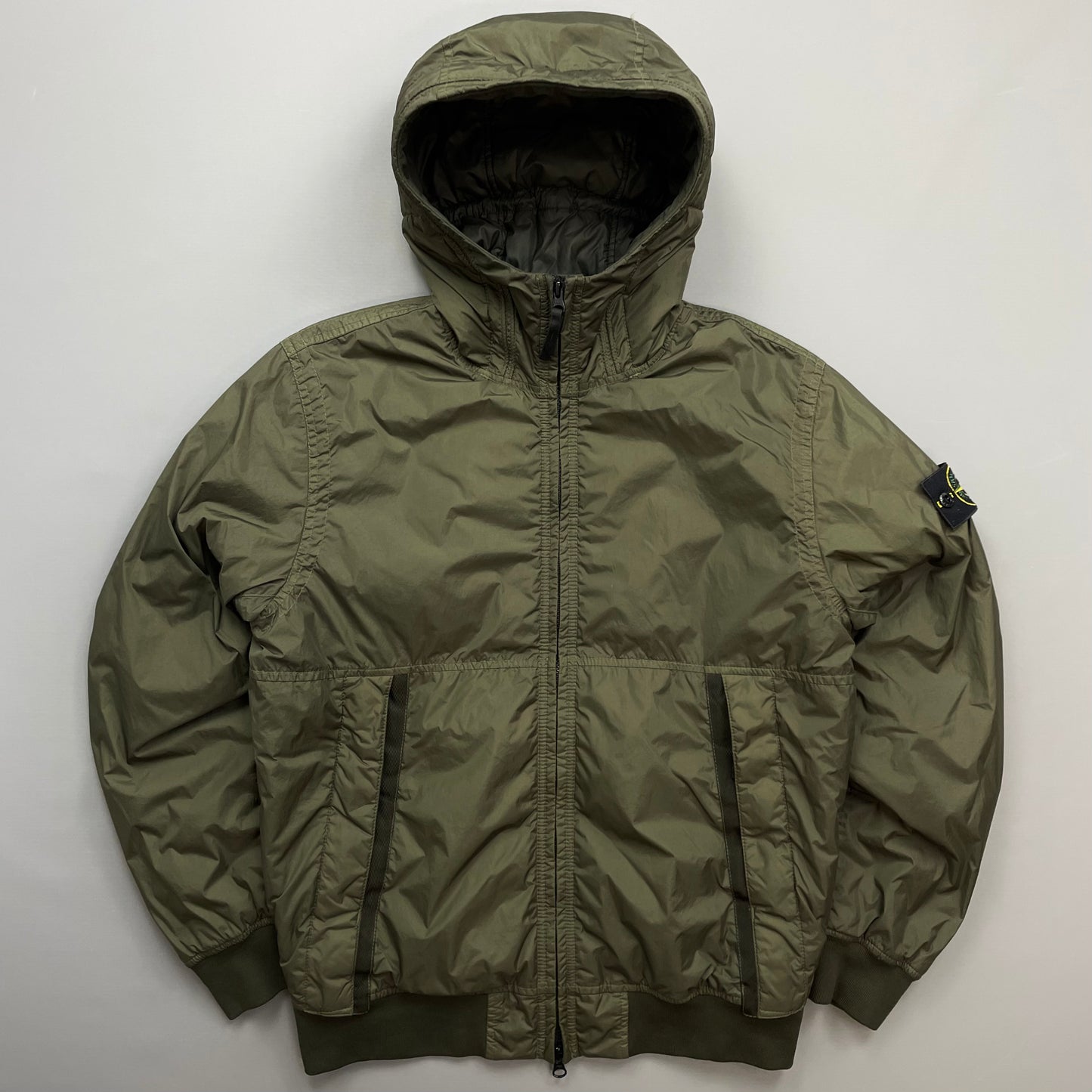 Stone Island Khaki AW23 Garment Dyed Crinkle Reps w/ Primaloft Hooded Jacket