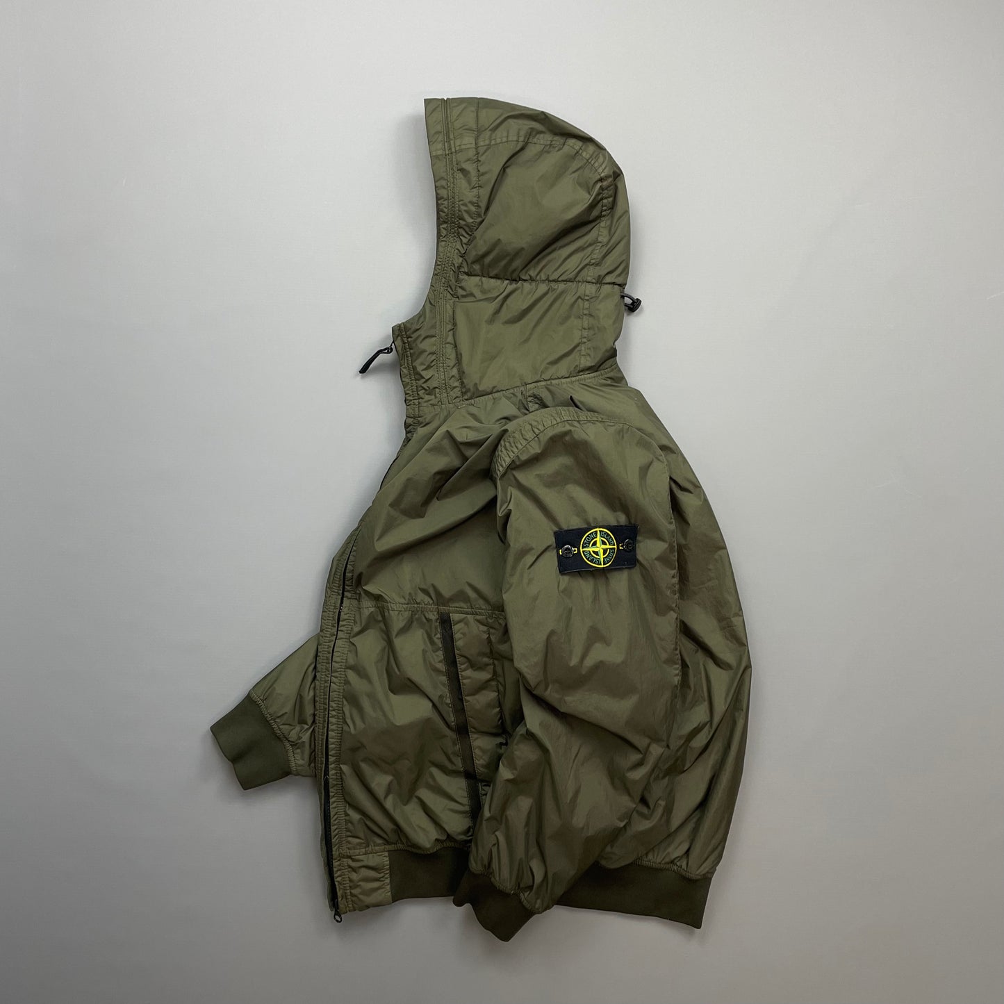 Stone Island Khaki AW23 Garment Dyed Crinkle Reps w/ Primaloft Hooded Jacket