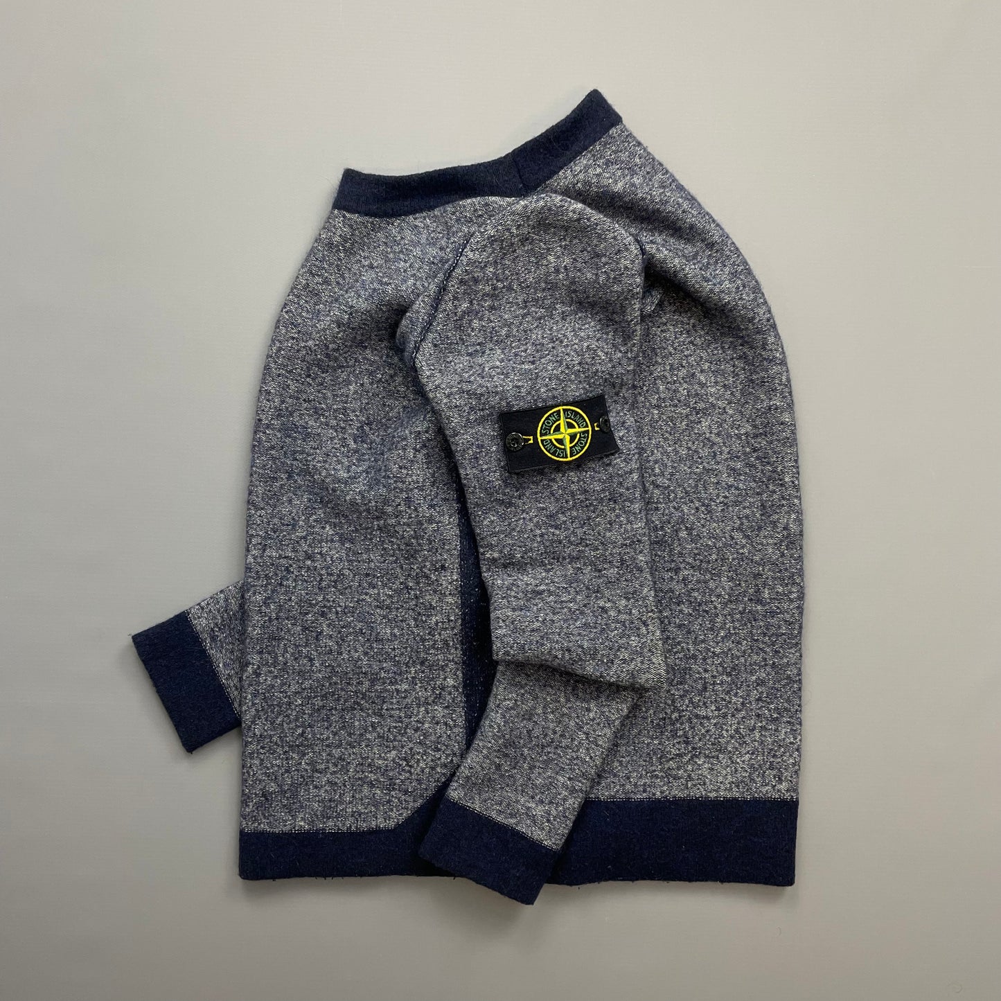 Stone Island Blue Tri-Tone AW17 Crewneck Knit Jumper