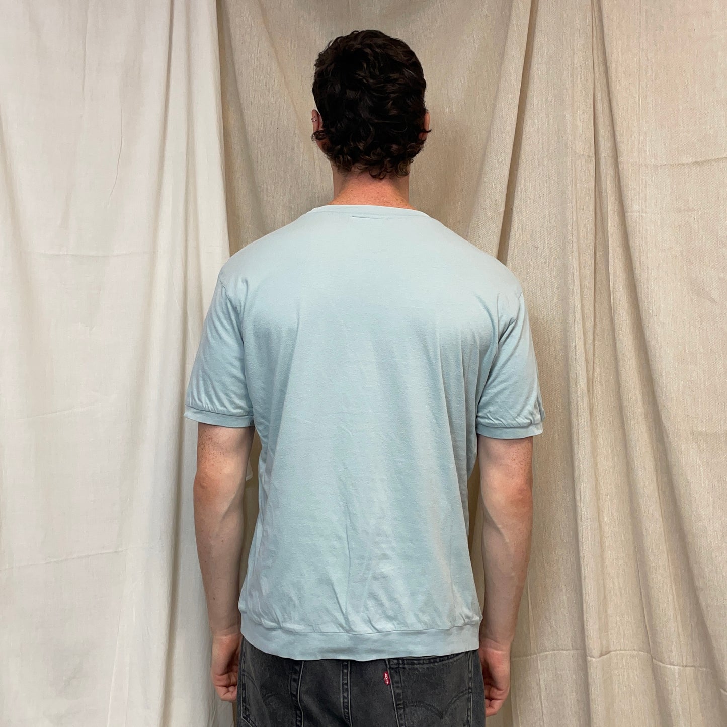 Emporio Armani Swimwear Blue 90s Double Layered Graphic Spellout Tee