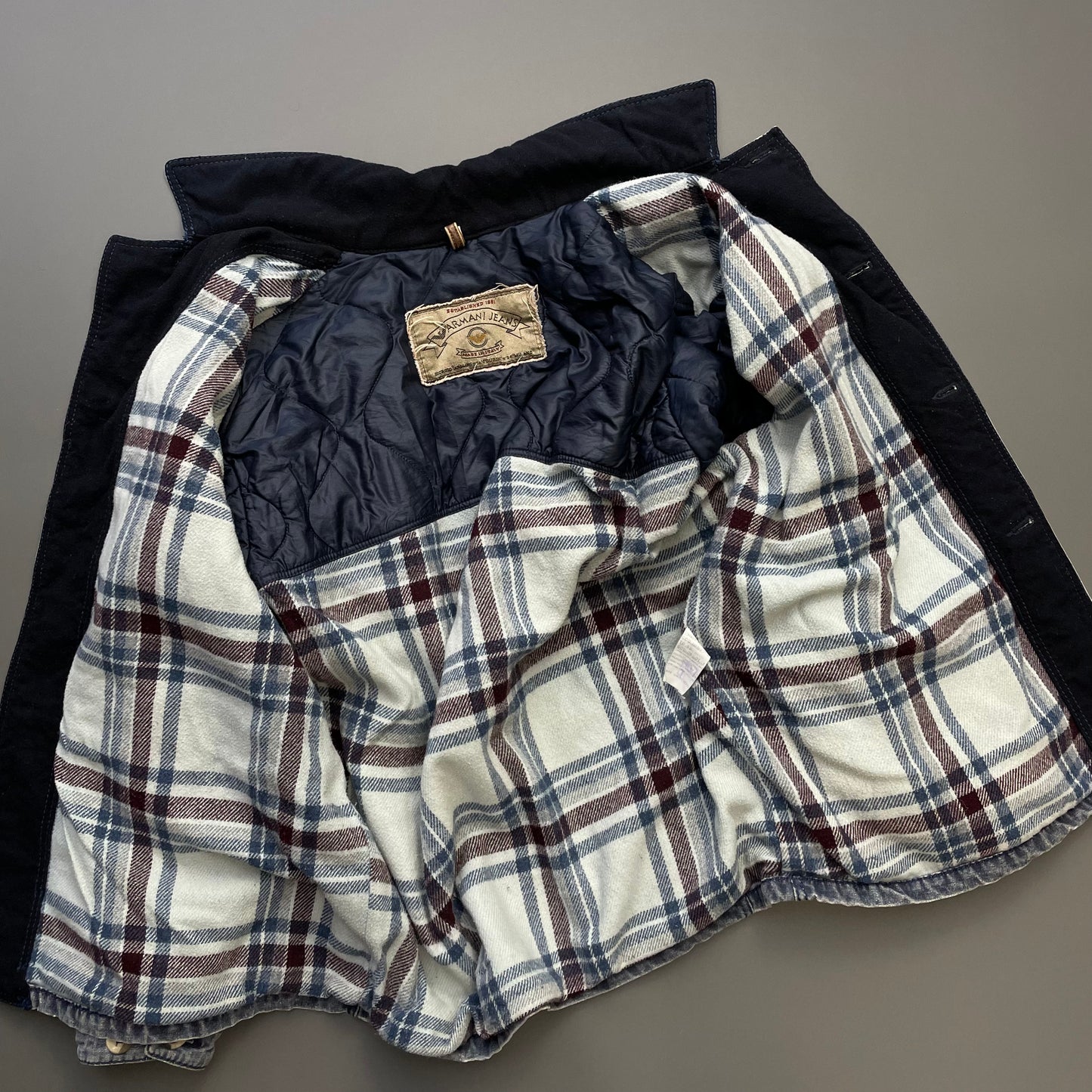 Armani Jeans Blue 90s Denim Lined Hunting Jacket