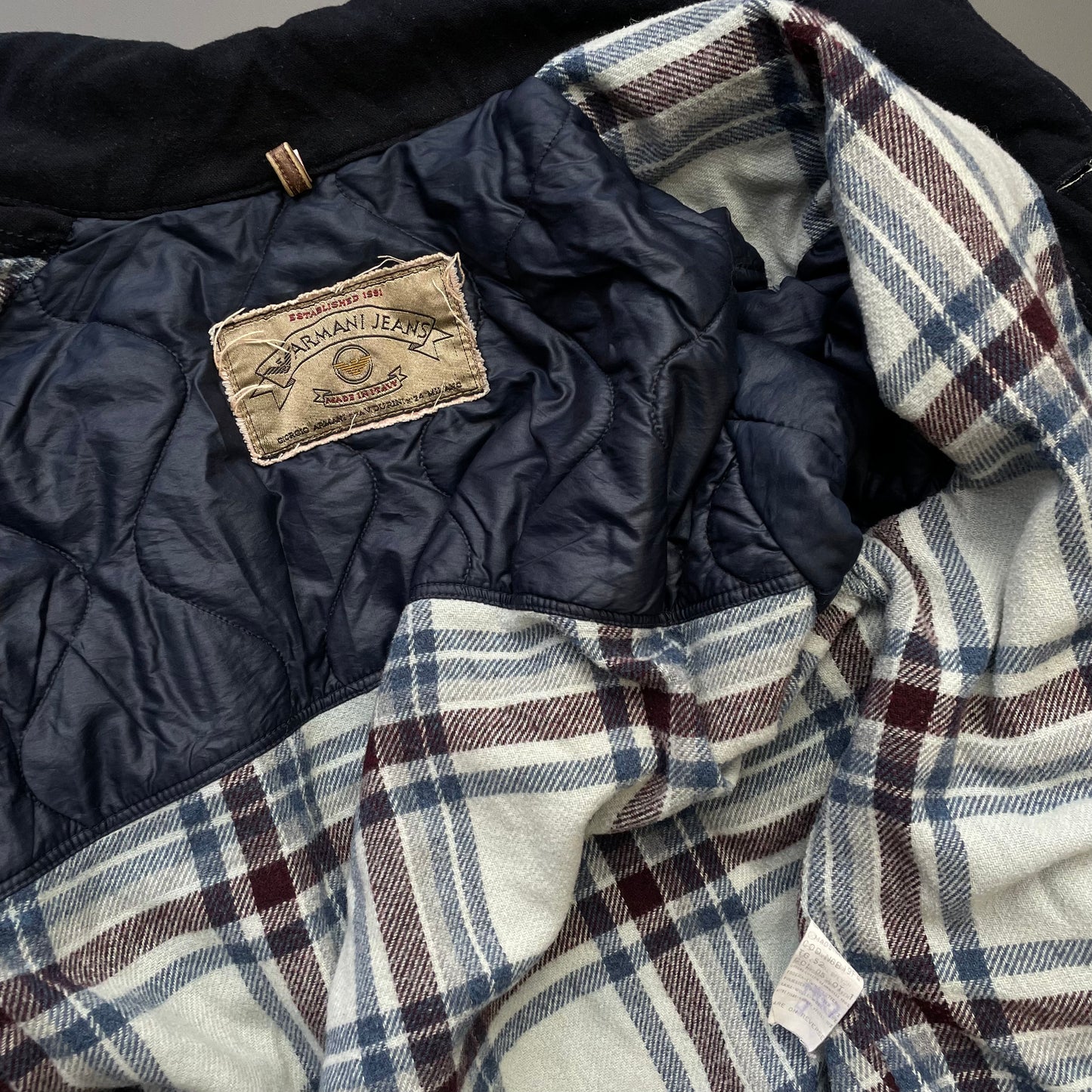 Armani Jeans Blue 90s Denim Lined Hunting Jacket
