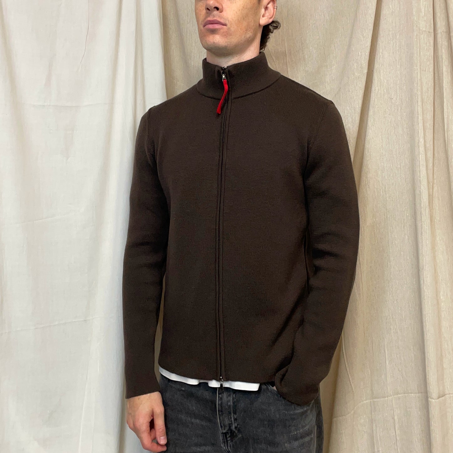 Prada Sport Khaki 00s Wool Knit Zip-Through Cardigan Jacket