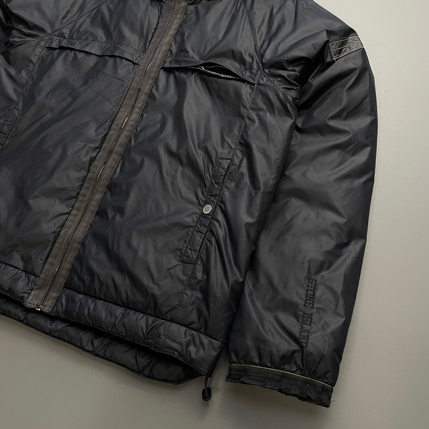 Stone Island Denims Black 00s Nylon Down Hooded Puffer Jacket