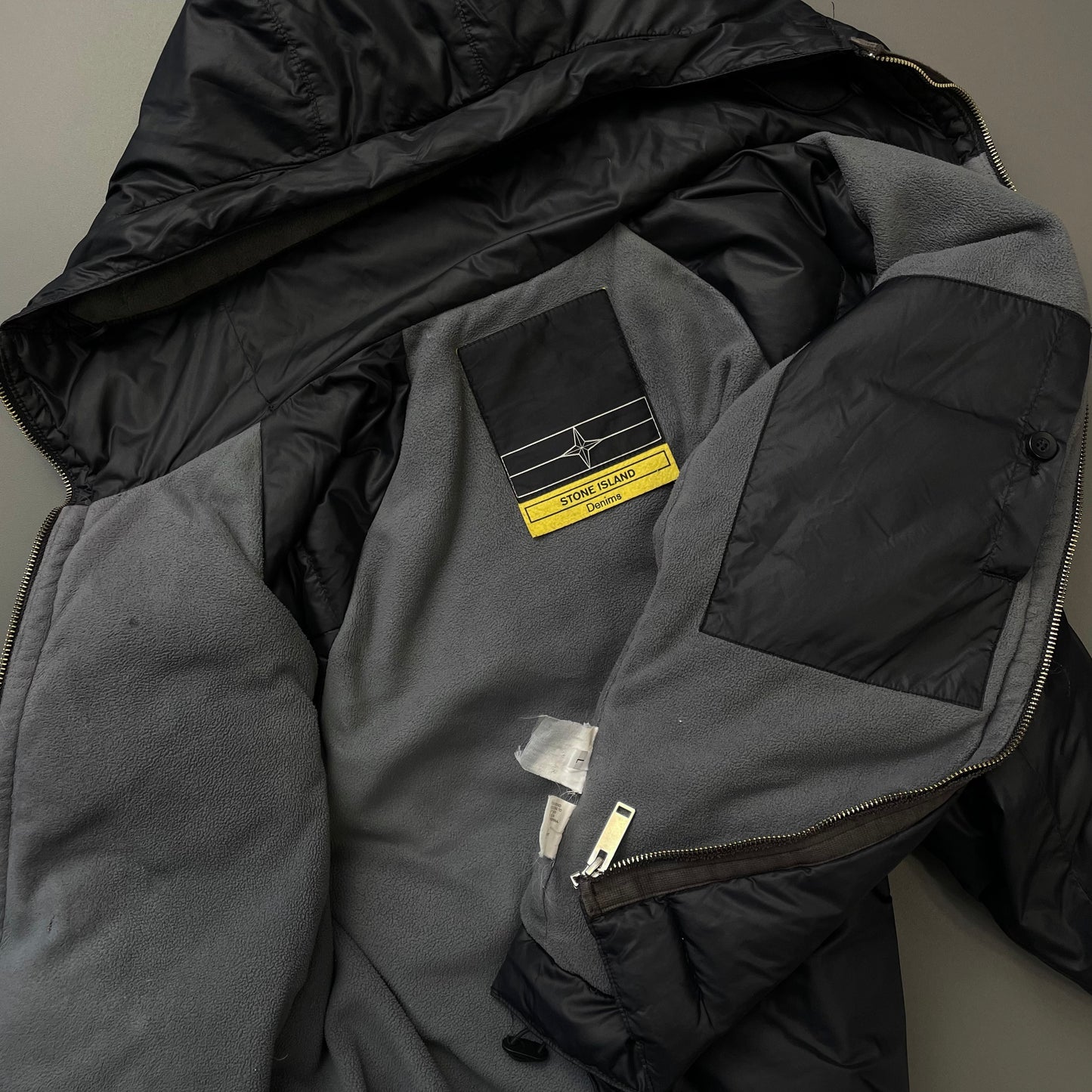 Stone Island Denims Black 00s Nylon Down Hooded Puffer Jacket