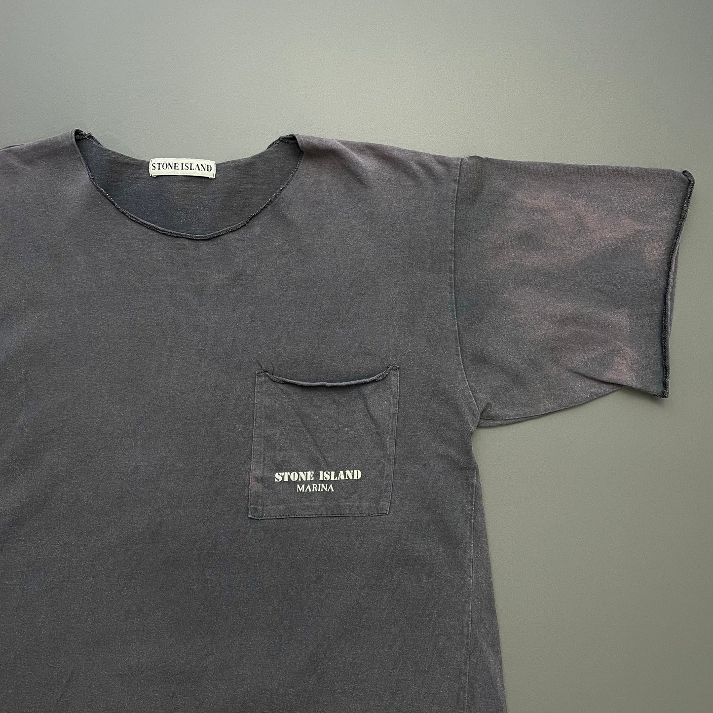 Stone Island Grey 90s Marina Faded Pocket Tee