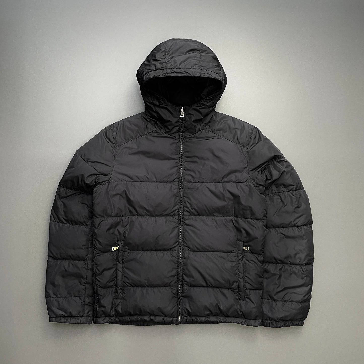 Prada Sport Black 2010 Nylon Down Hooded Puffer Jacket