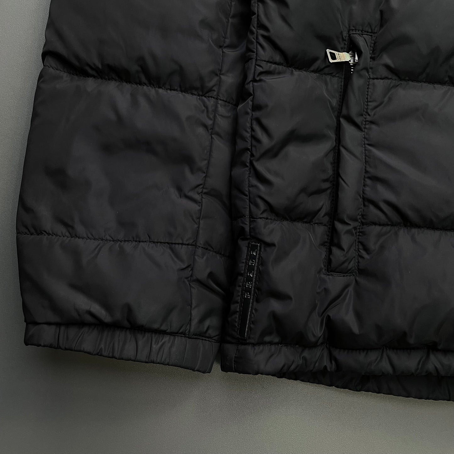 Prada Sport Black 2010 Nylon Down Hooded Puffer Jacket