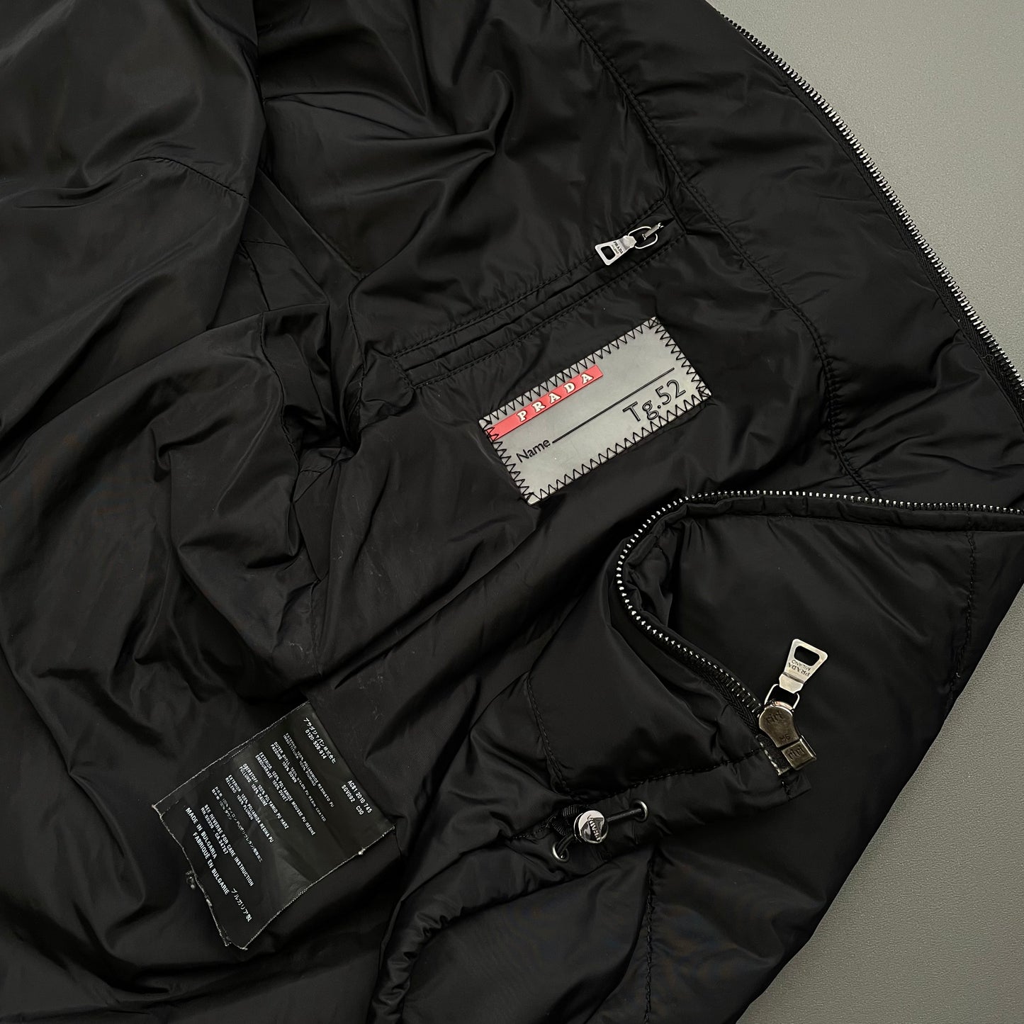 Prada Sport Black 2010 Nylon Down Hooded Puffer Jacket