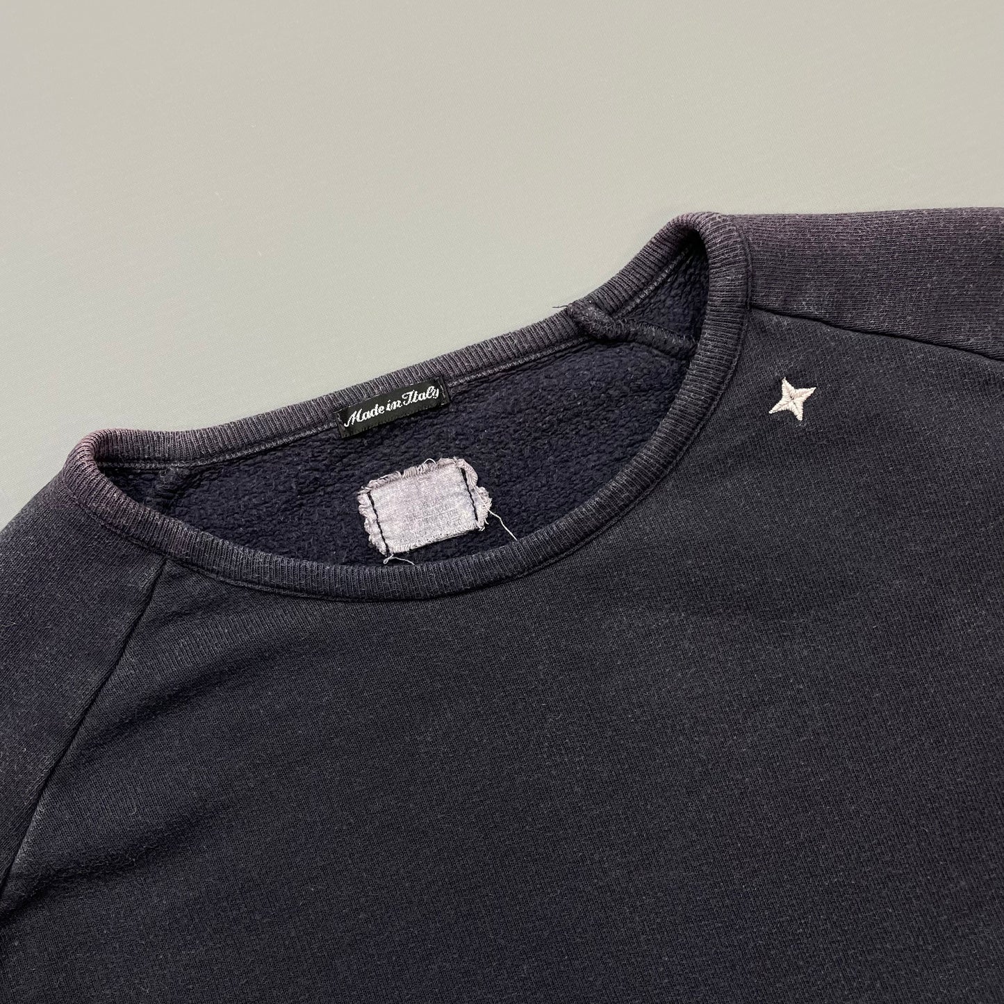 Stone Island Black AW00 Collar Emblem Lightweight Crewneck Jumper