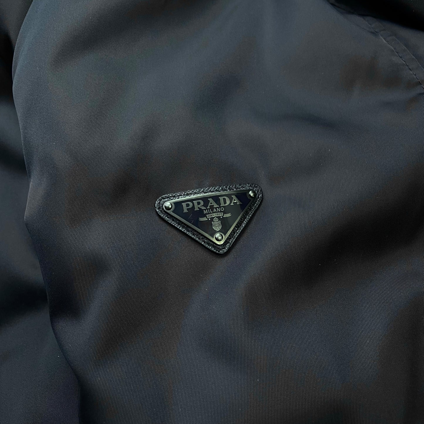 Prada Mainline Navy & Black 2017 Nylon Padded Plaque Bomber Jacket