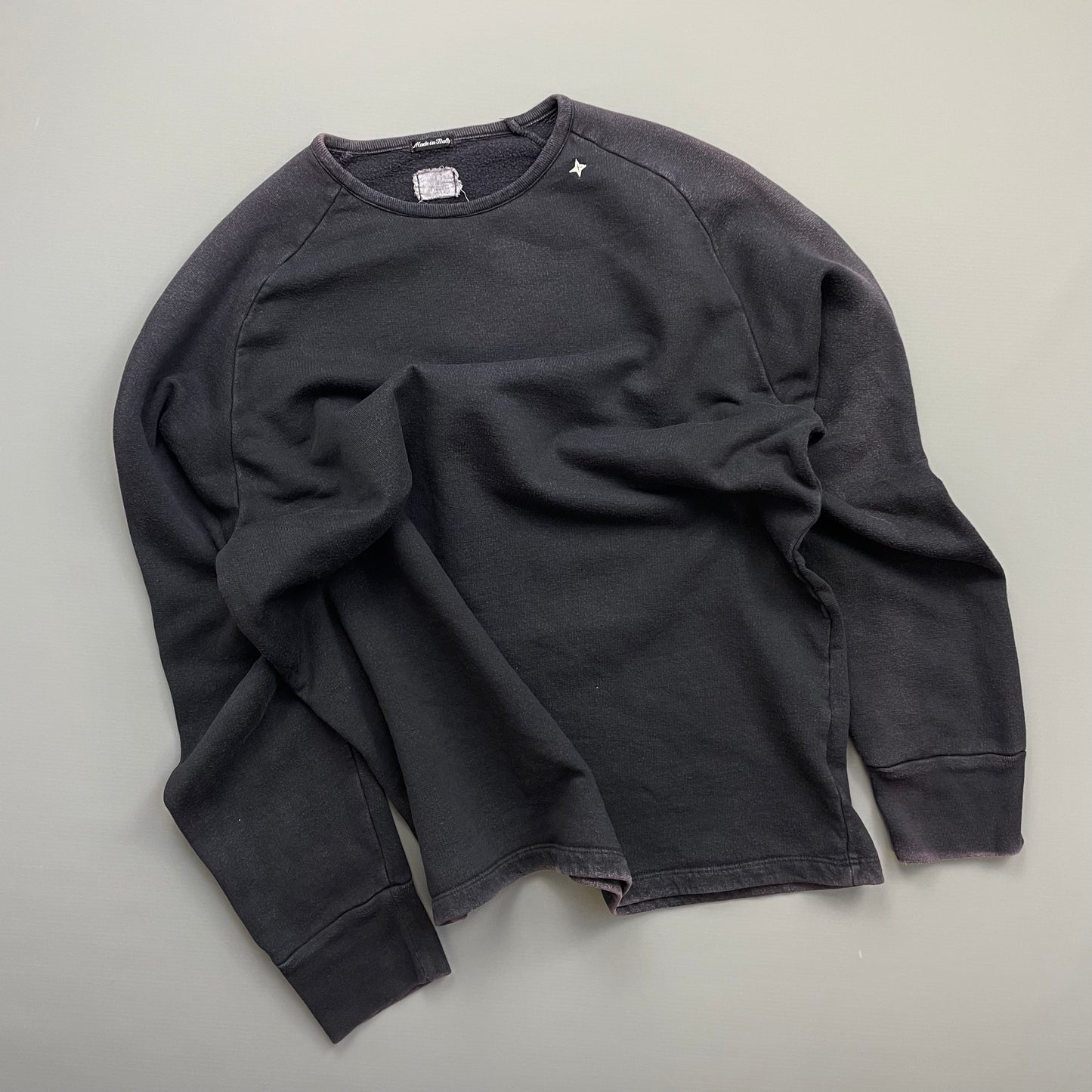 Stone Island Black AW00 Collar Emblem Lightweight Crewneck Jumper