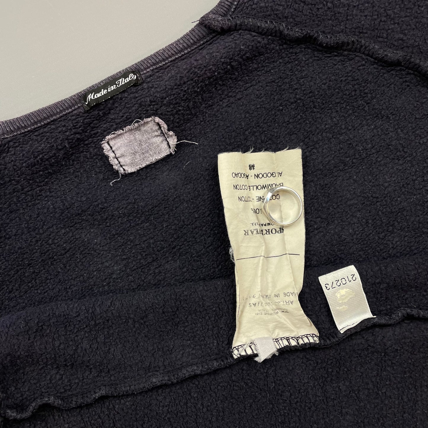 Stone Island Black AW00 Collar Emblem Lightweight Crewneck Jumper