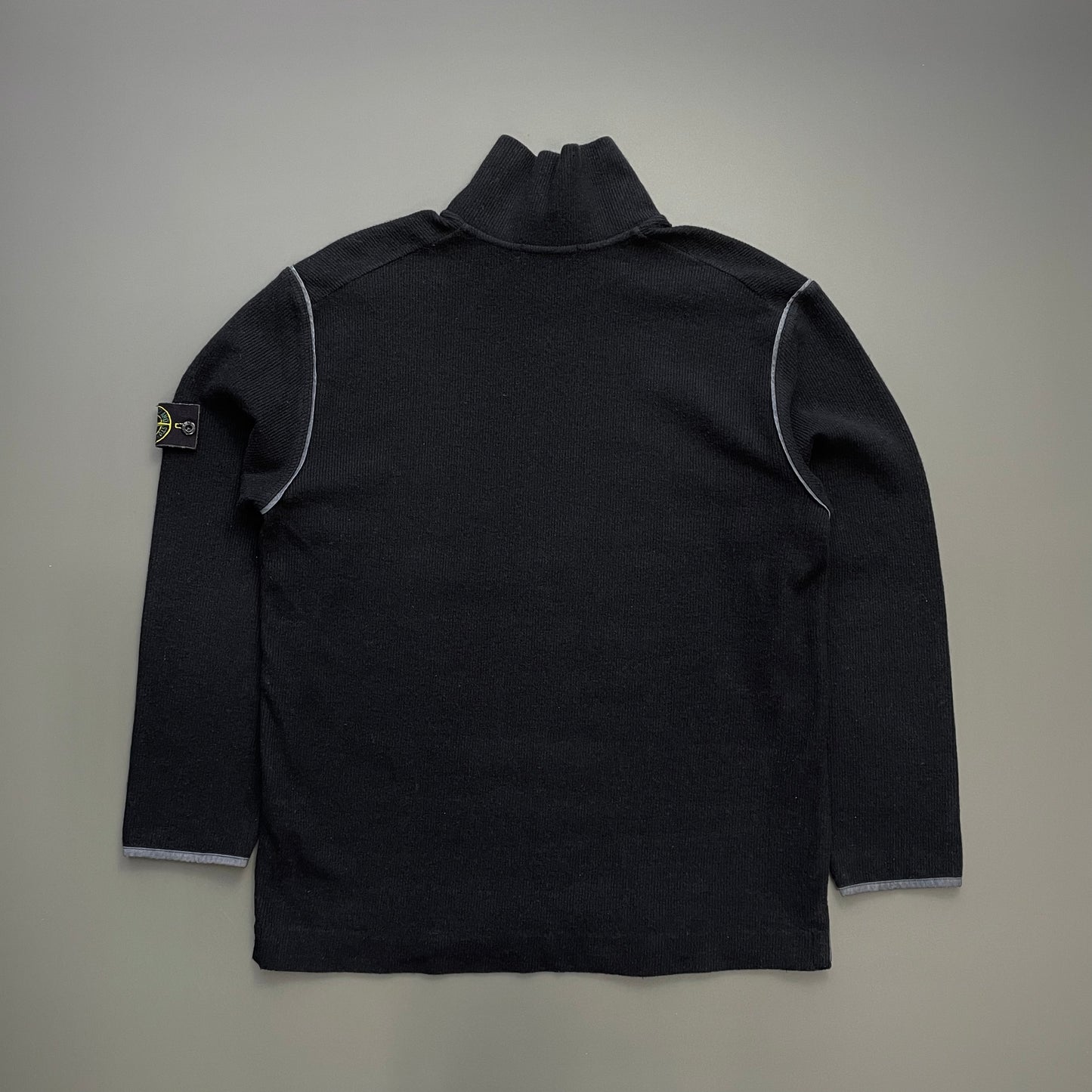 Stone Island Black AW02 Wool Blend Ribbed Jumper