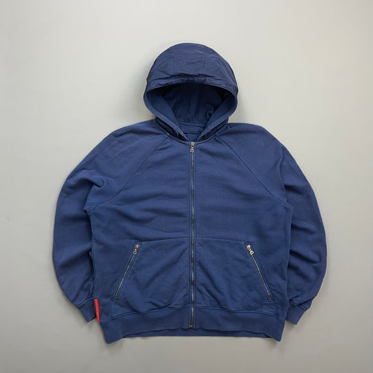 Prada Sport Blue 2009 Nylon Hood Zip-Through Hoodie