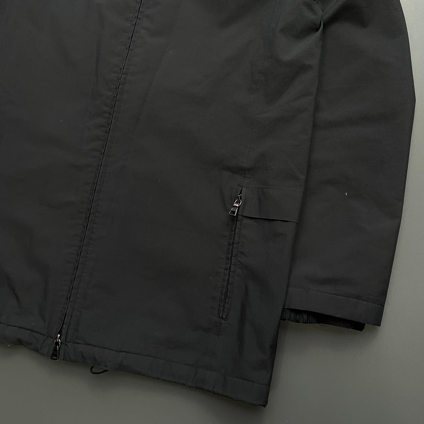 Prada Sport Grey 00s Longline Hooded Parka Jacket