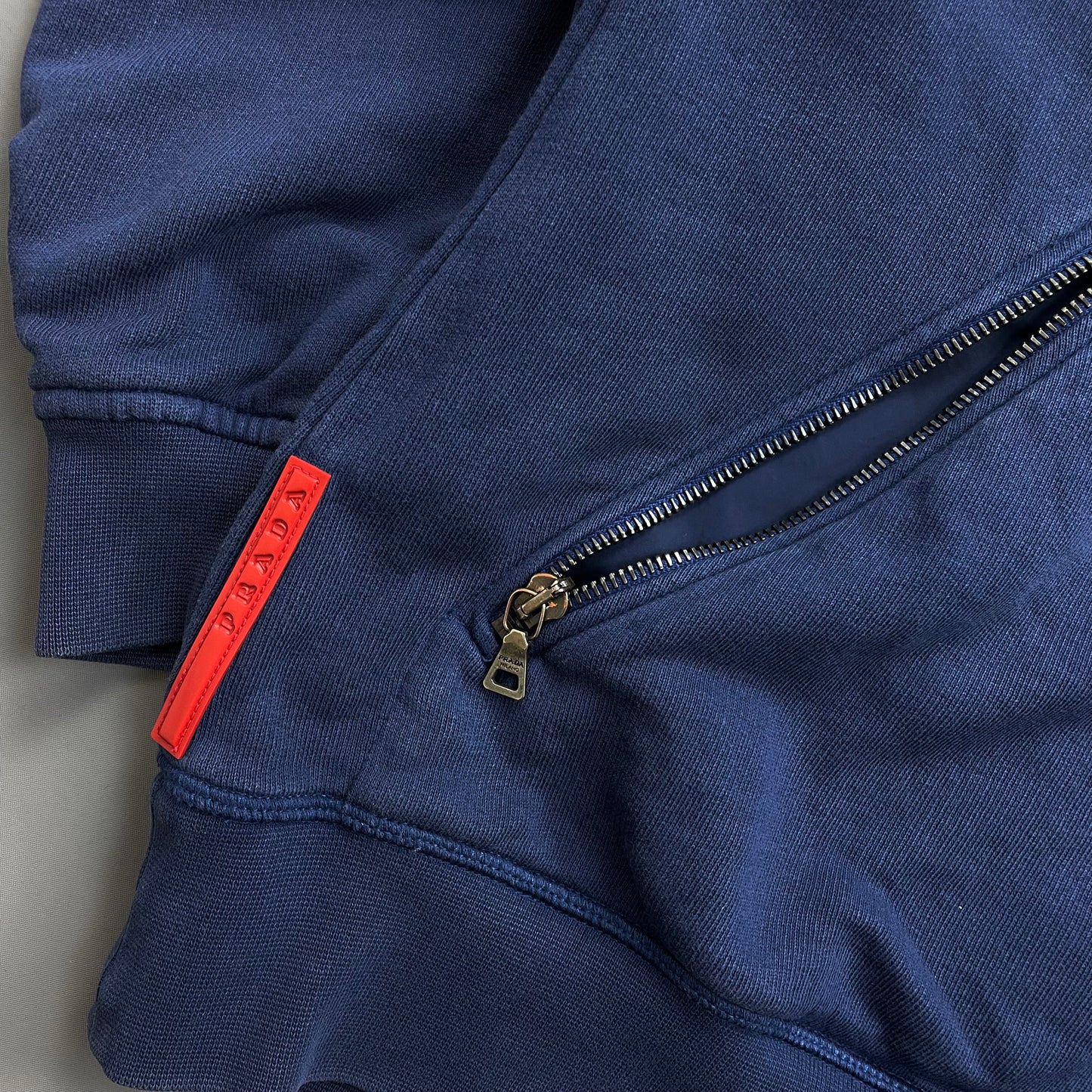 Prada Sport Blue 2009 Nylon Hood Zip-Through Hoodie
