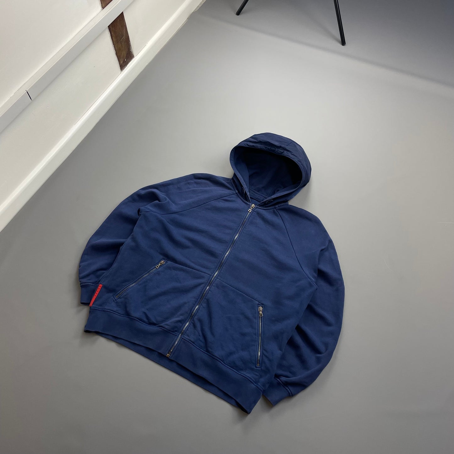 Prada Sport Blue 2009 Nylon Hood Zip-Through Hoodie