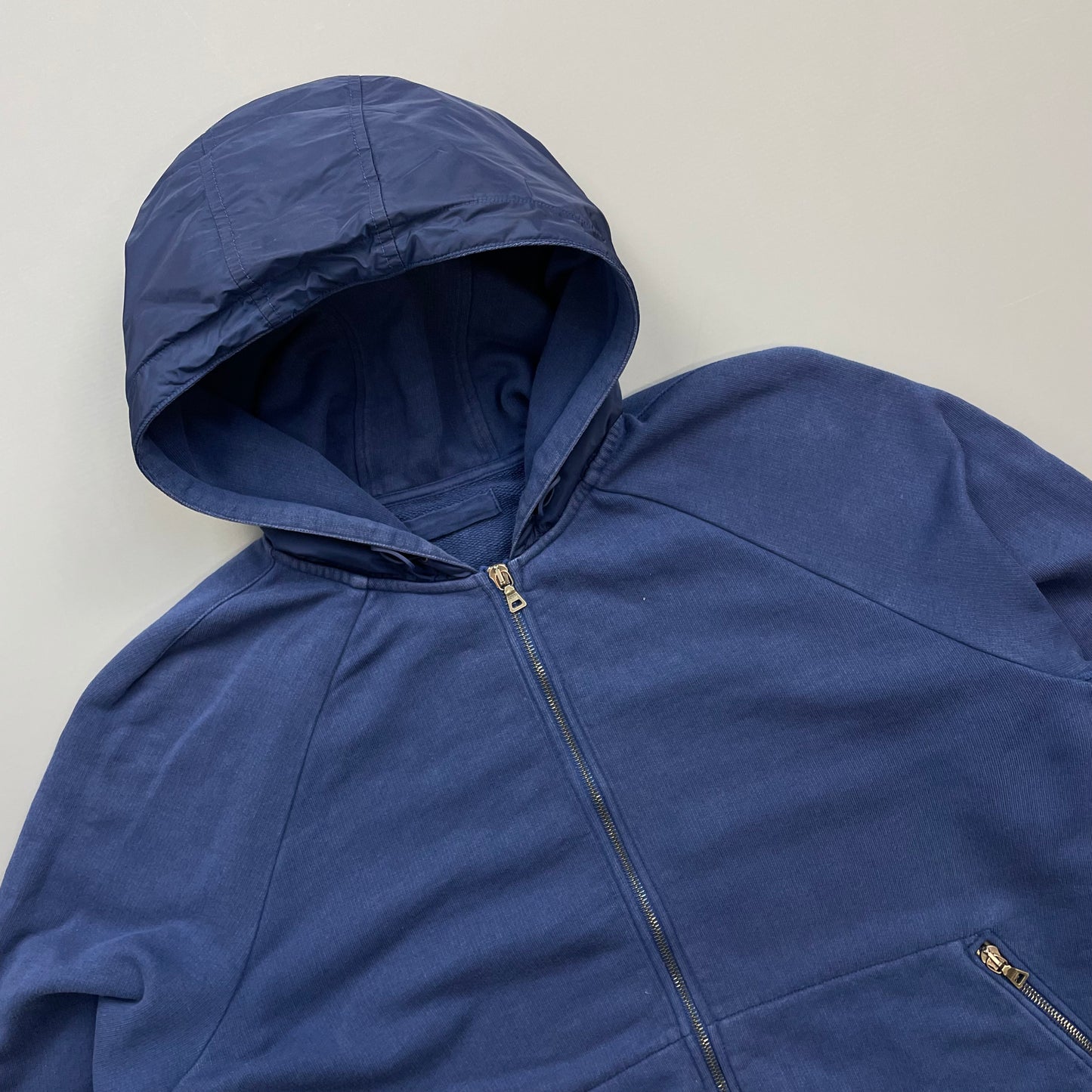 Prada Sport Blue 2009 Nylon Hood Zip-Through Hoodie