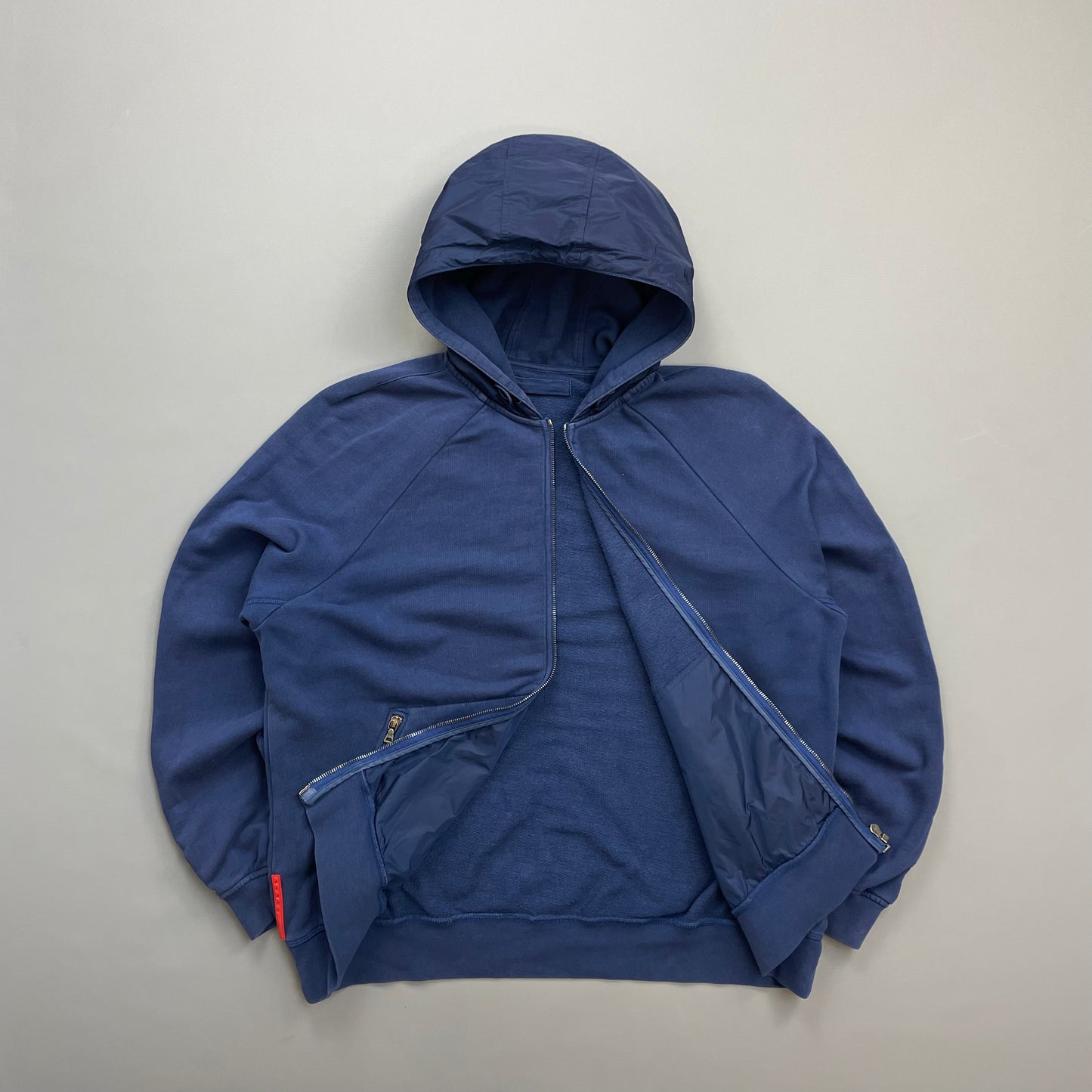 Prada Sport Blue 2009 Nylon Hood Zip-Through Hoodie