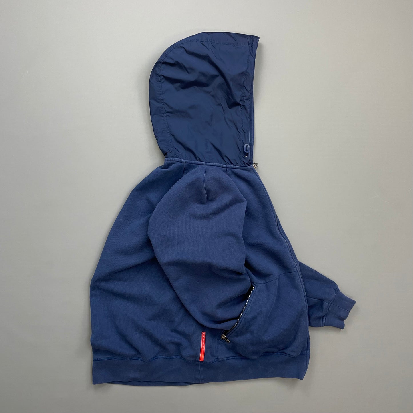 Prada Sport Blue 2009 Nylon Hood Zip-Through Hoodie