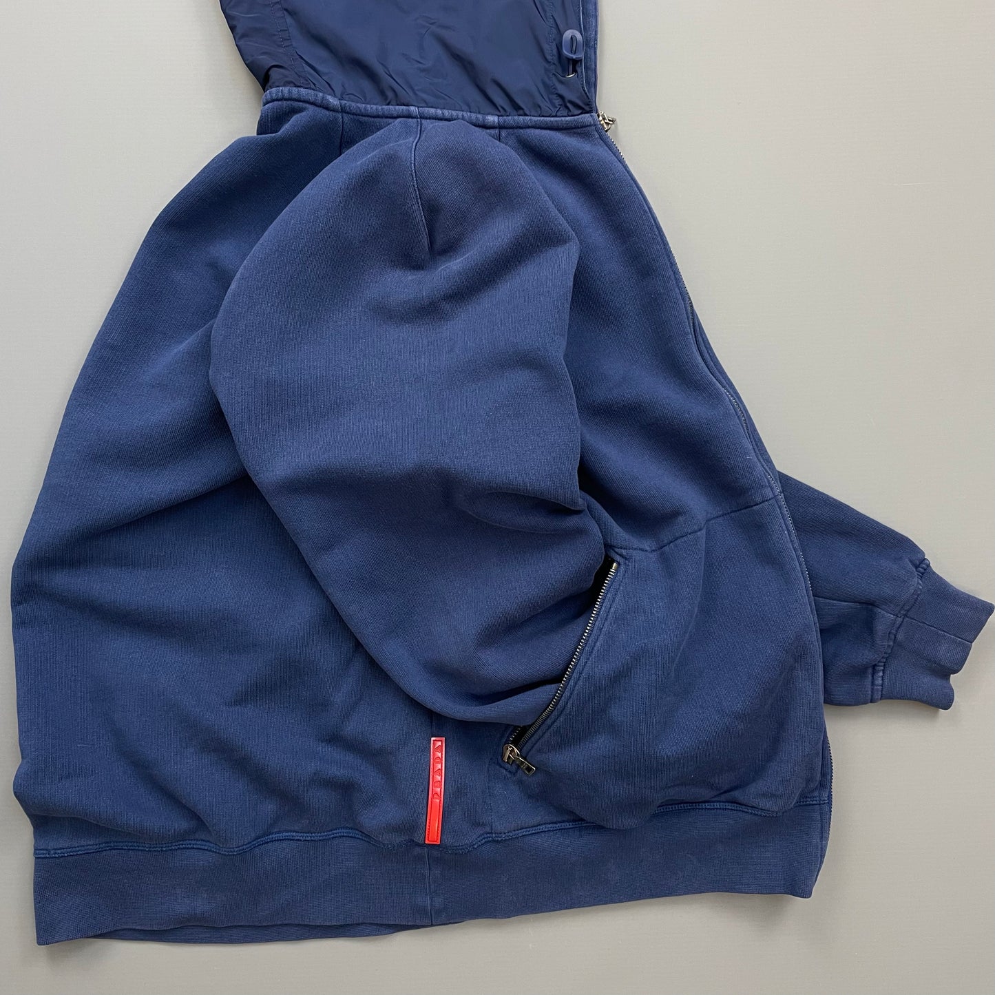 Prada Sport Blue 2009 Nylon Hood Zip-Through Hoodie