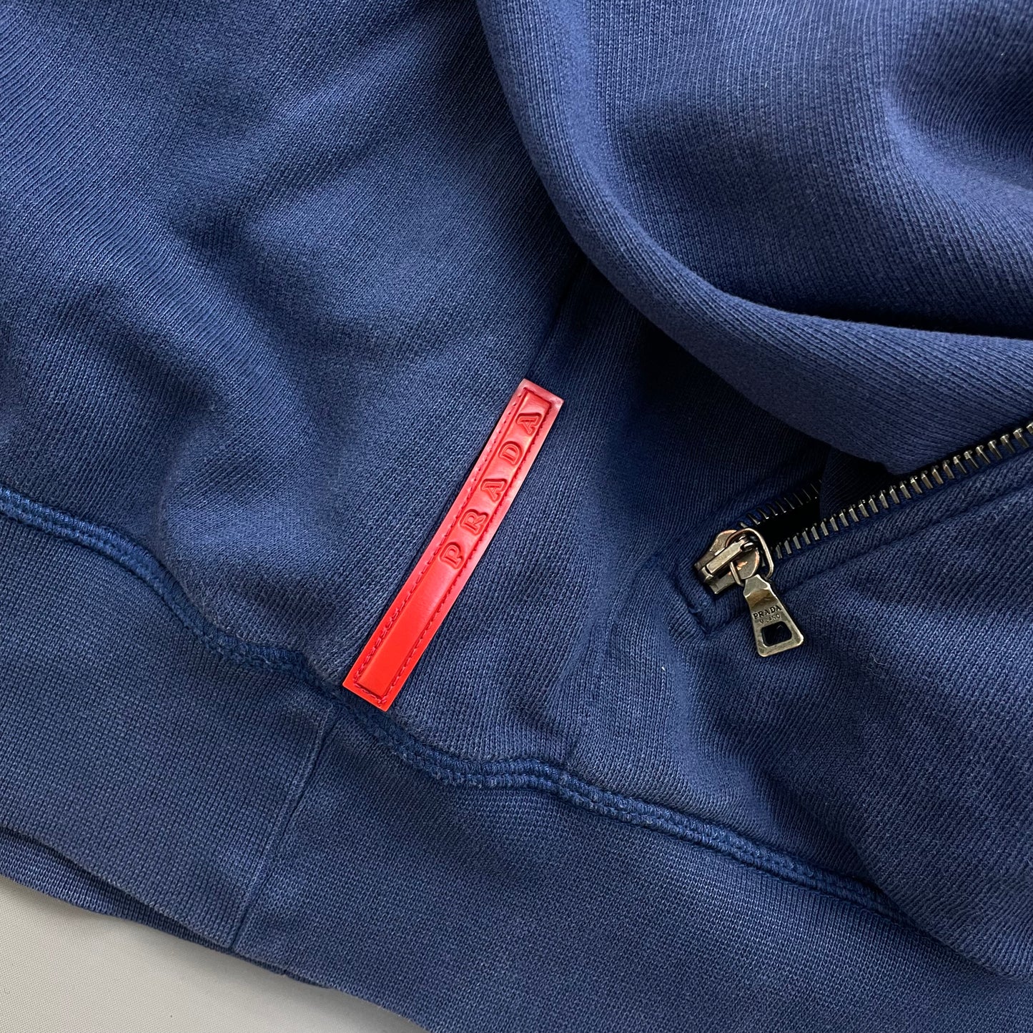 Prada Sport Blue 2009 Nylon Hood Zip-Through Hoodie
